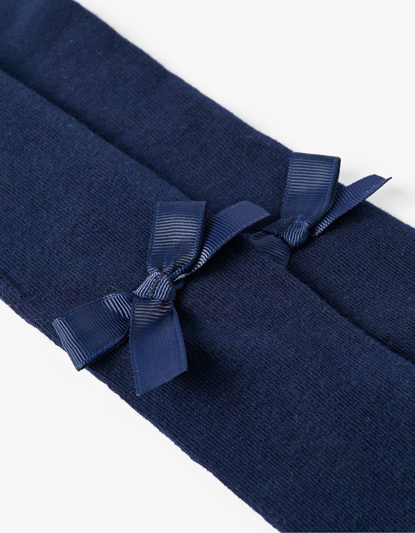 Collants En Tricot De Coton Avec Nœud Bleu Foncé (Zippy) - Image 2
