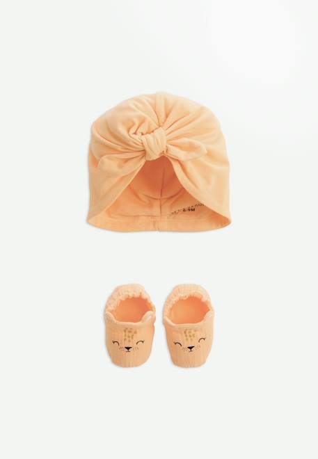 Petit Beguin - Bonnet Bébé Et Chaussons Sierra Peche