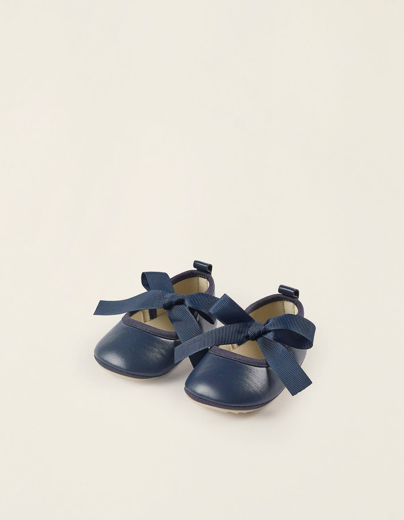 Ballarines Avec Nœud En Satin Bleu Foncé