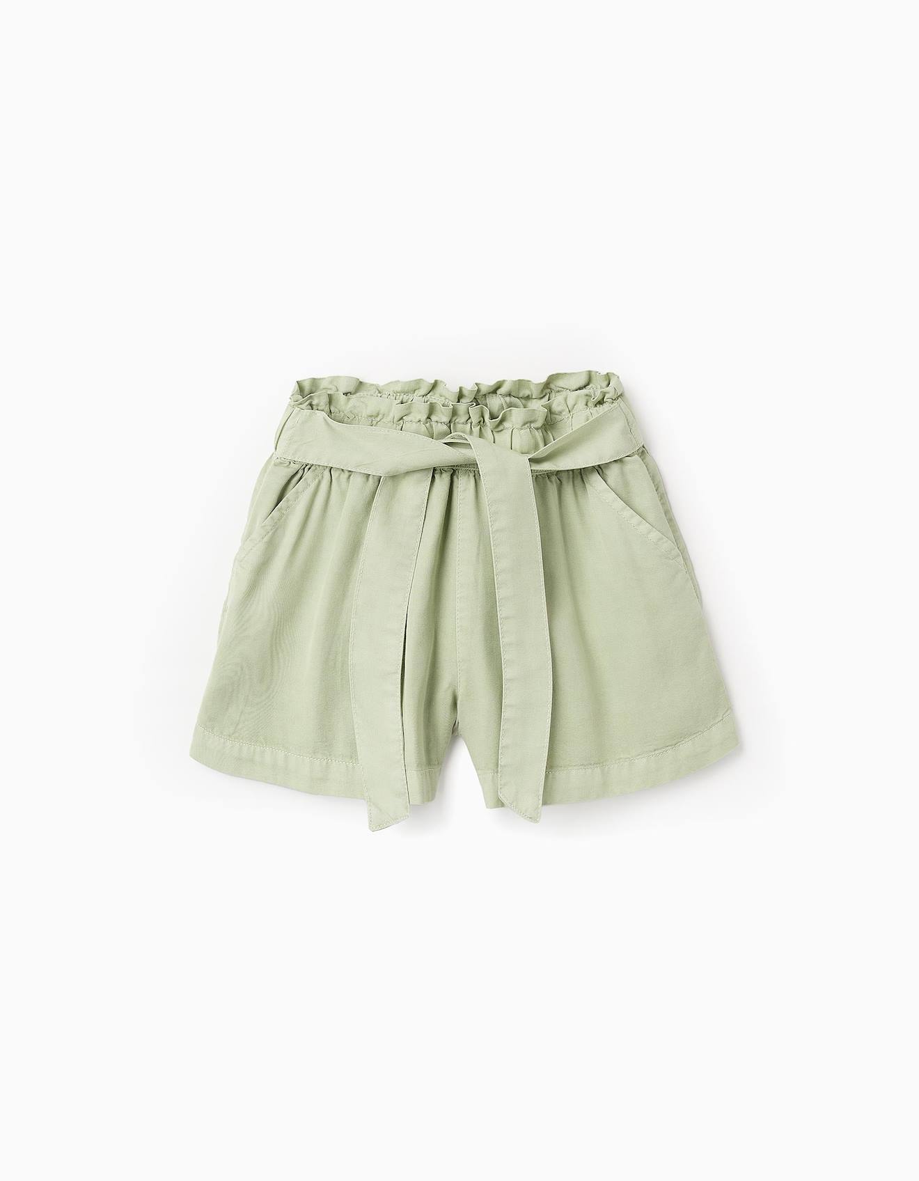 Short En Tencel Avec Rubans Vert Clair