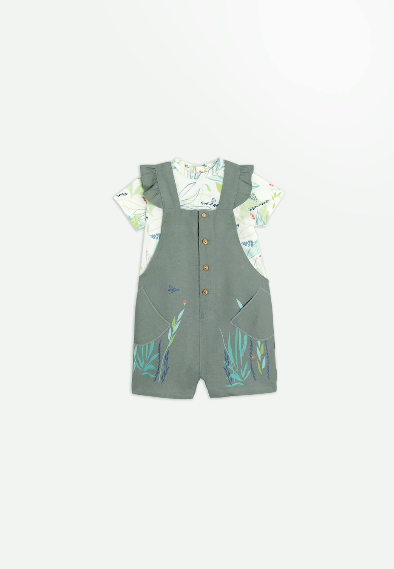 Ensemble Salopette Bébé Et T-shirt Flow Vert