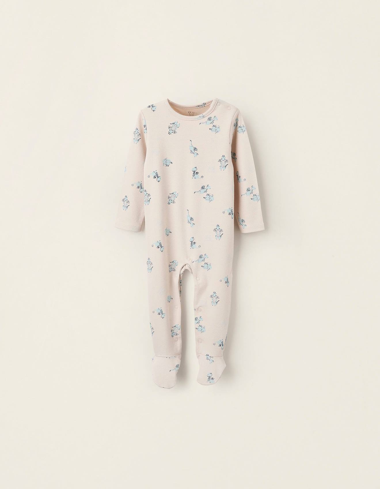 Grenouillère En Coton Avec Motif Gris Clair