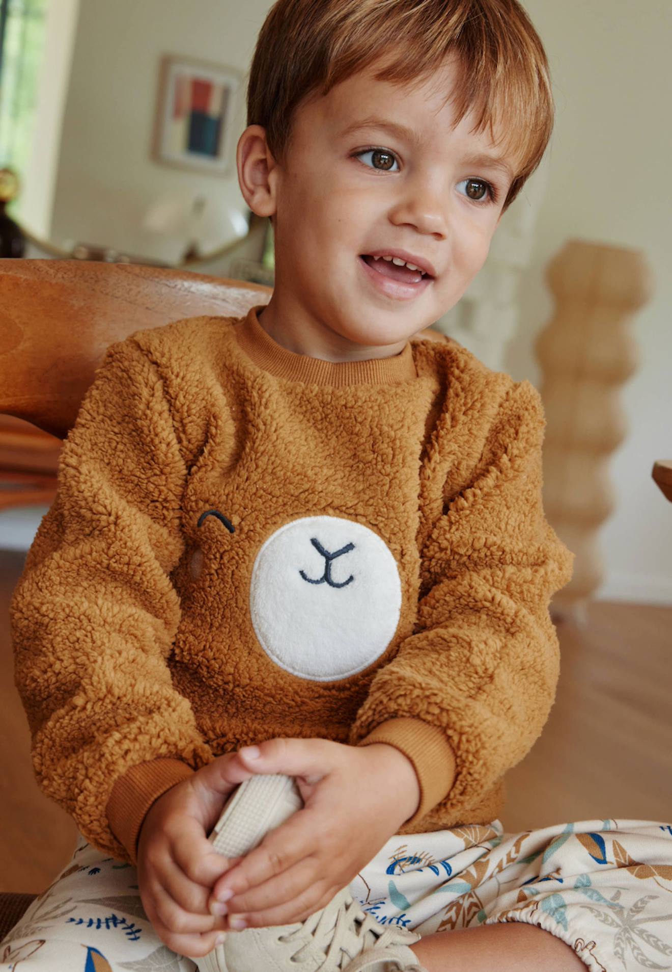 Ensemble Bébé Sweat-shirt En Sherpa Et Pantalon En Molleton Lamascotte Camel