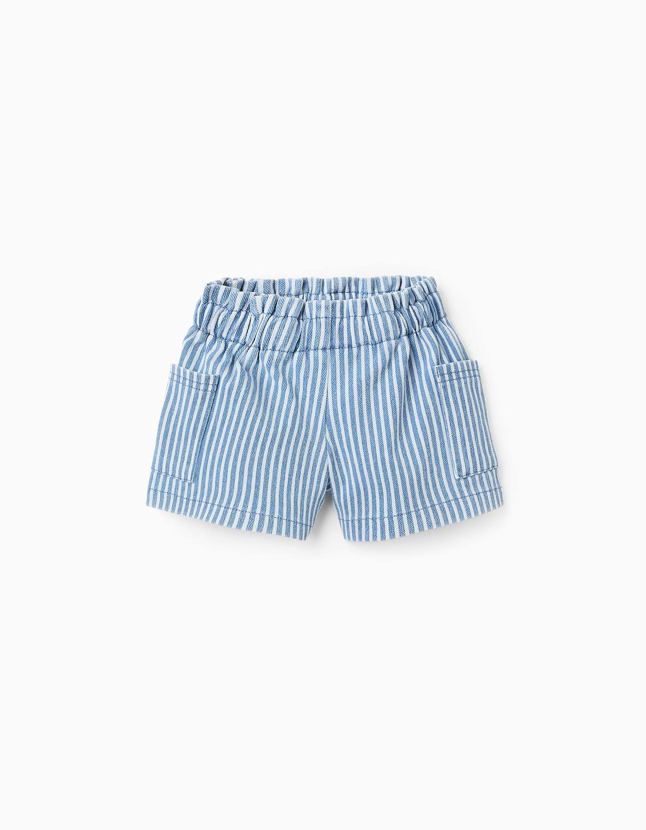 Short En Jean À Rayures Bleu