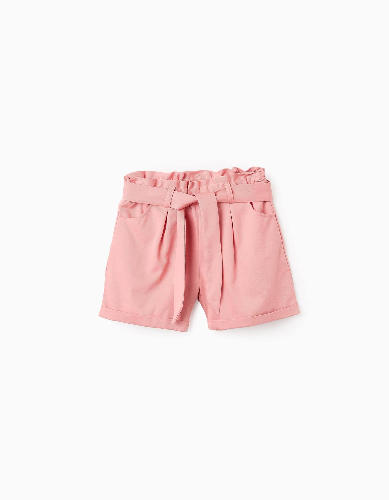 Short Fluide Avec Ceinture Intégrée Rose