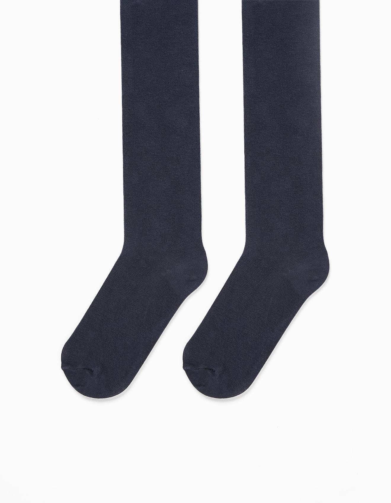 Collants En Maille Anti-boulochage Bleu Foncé