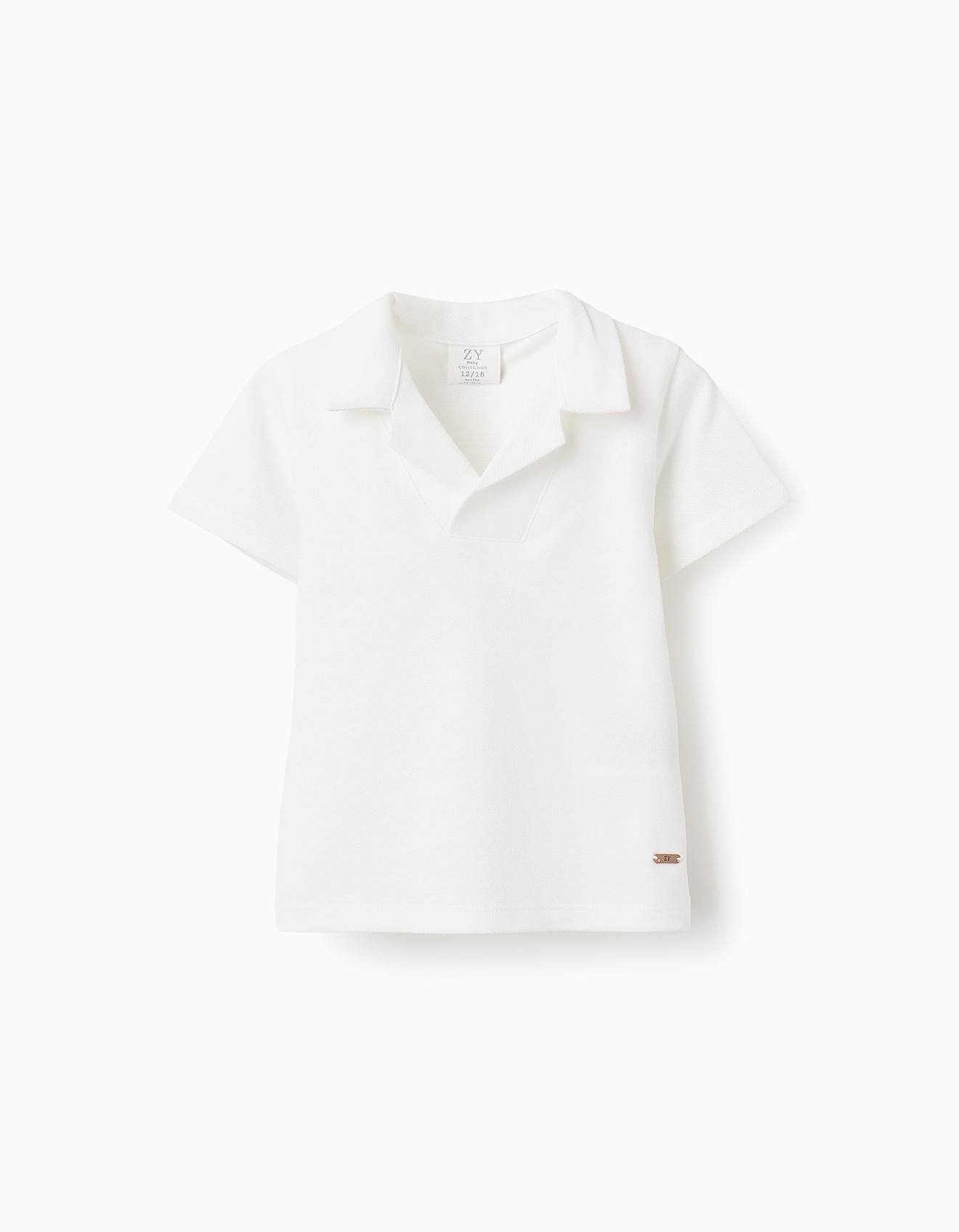 T-shirt En Piqué De Coton Blanc