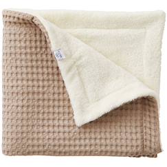 Linge de maison et décoration-Linge de lit enfant-Couverture polaire en coton gaufré cassonade (75 x 120 cm)