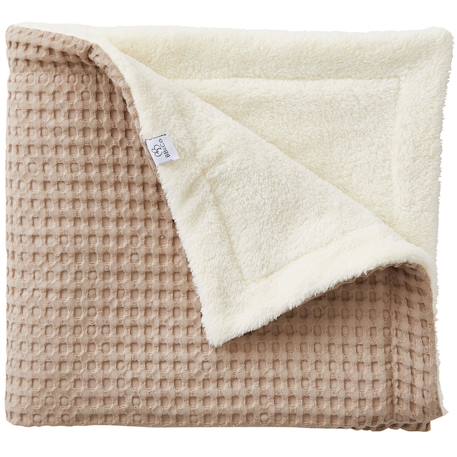 Bb&Co - Couverture Polaire En Coton Gaufré Cassonade (75 X 120 Cm) Beige, Blanc