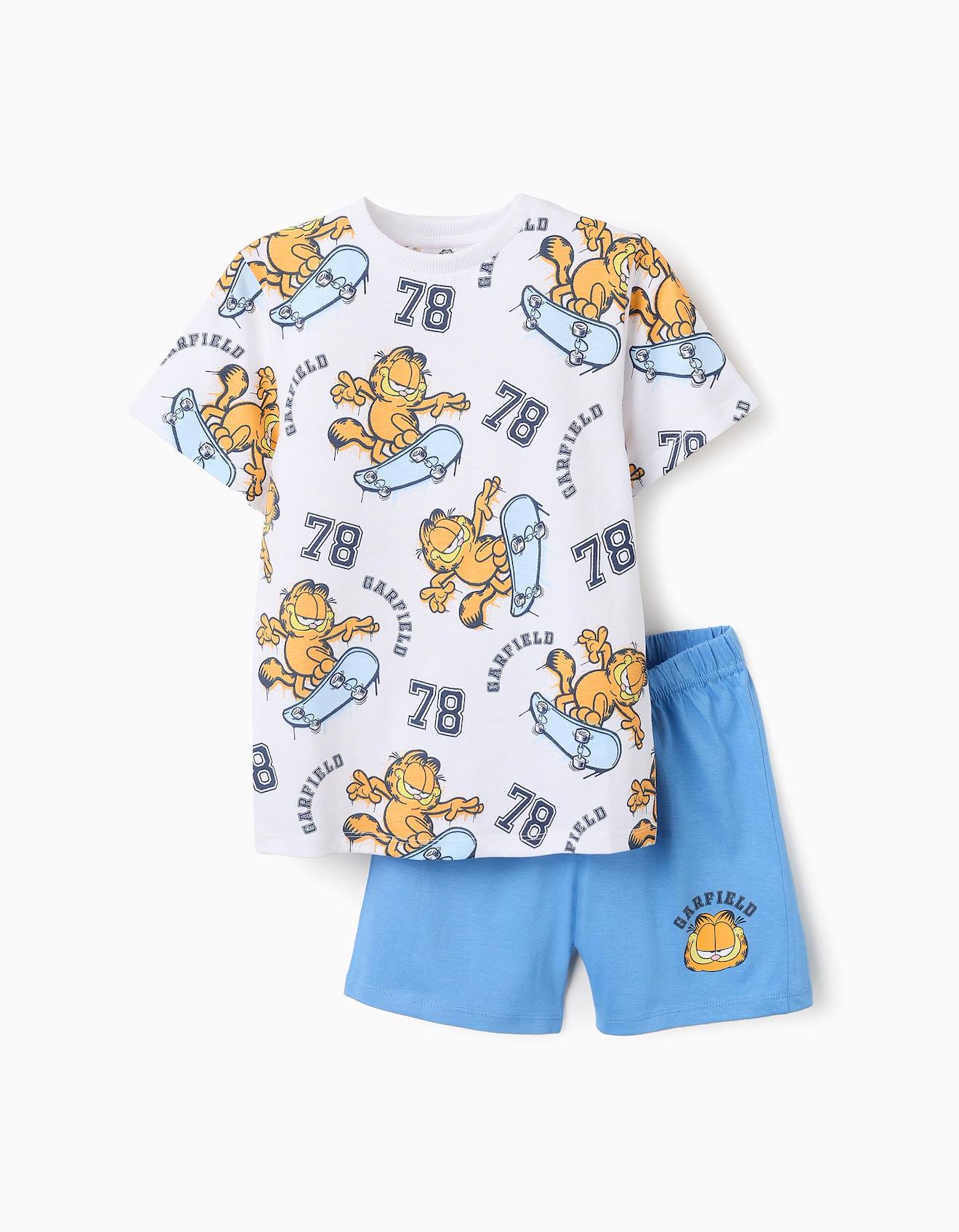 Pyjama Court En Coton Garfield Blanc