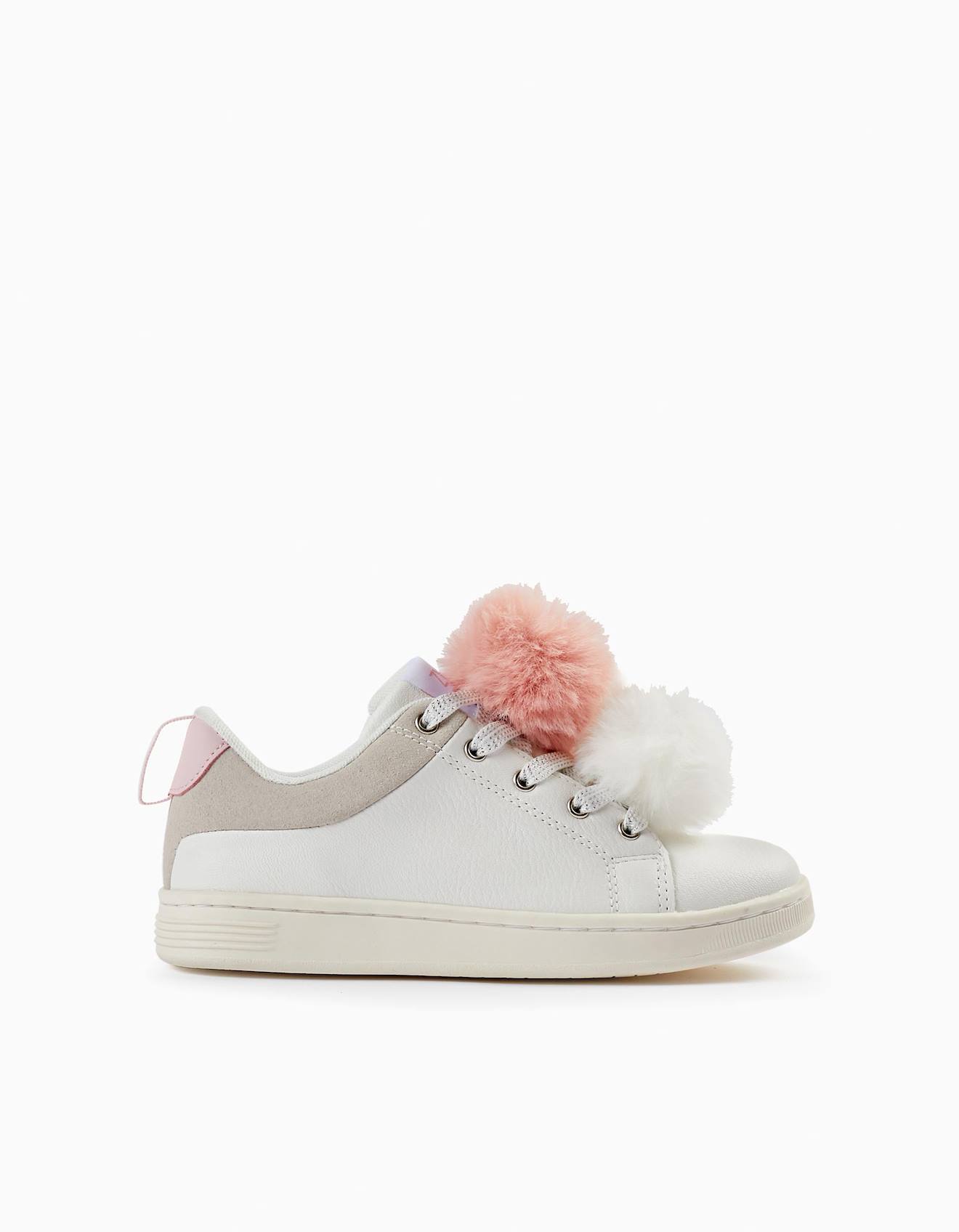 Baskets Avec Pompons Blanc