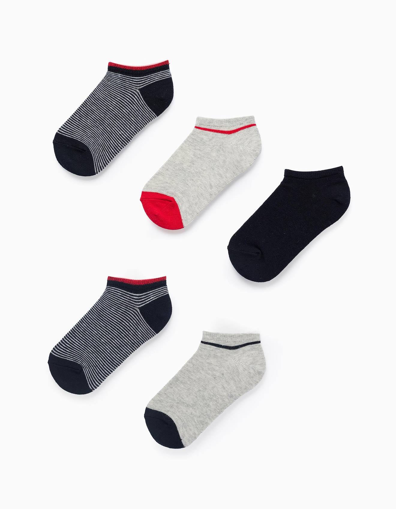 Pack 5 Paires De Socquettes Unies/rayées Multicolore