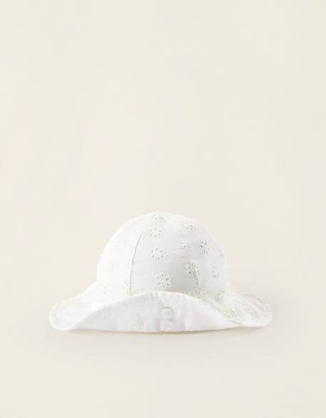 Bébé-Accessoires-Chapeau-Chapeau avec broderie anglaise