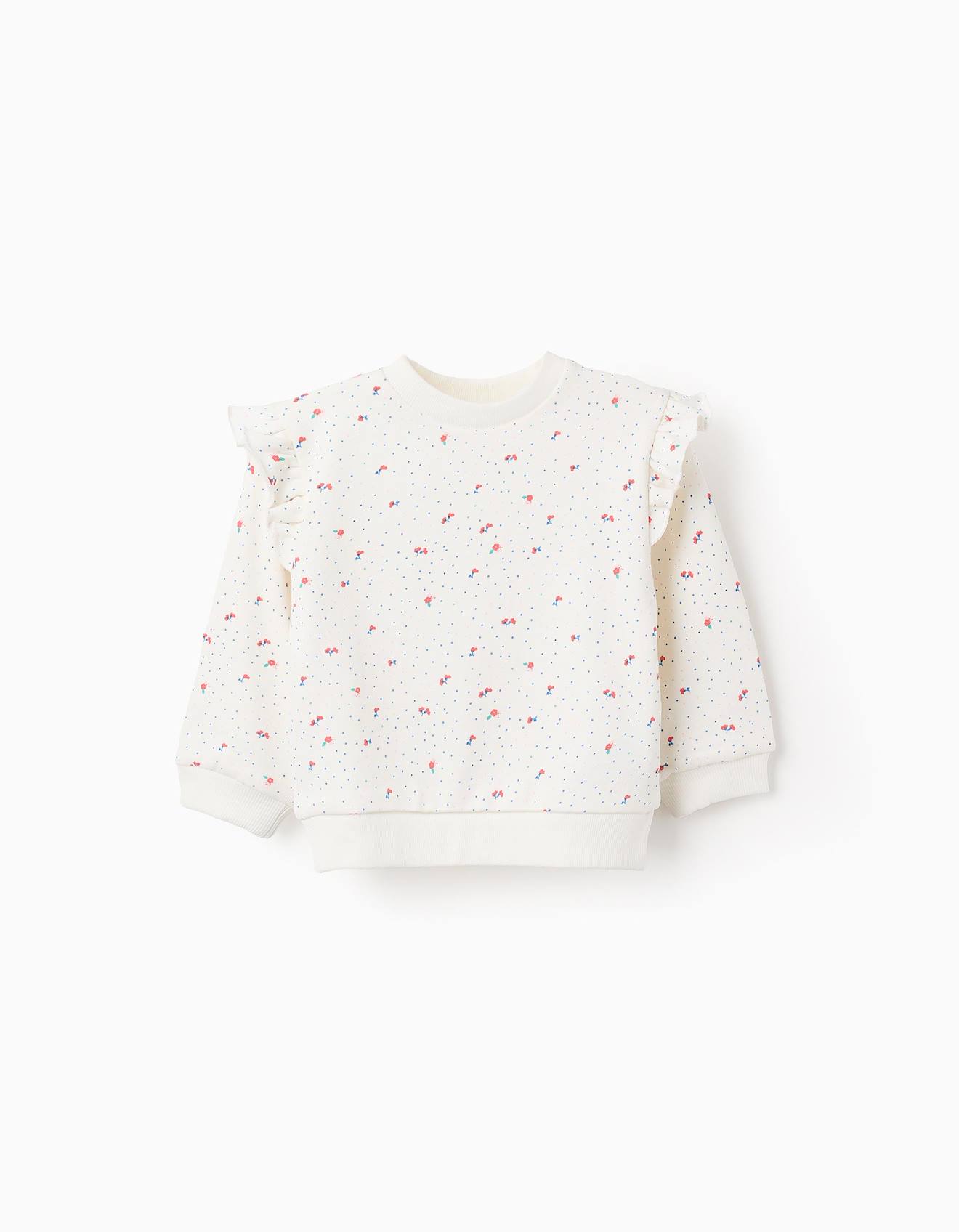 Sweat Avec Motif Et Volants Beige Clair