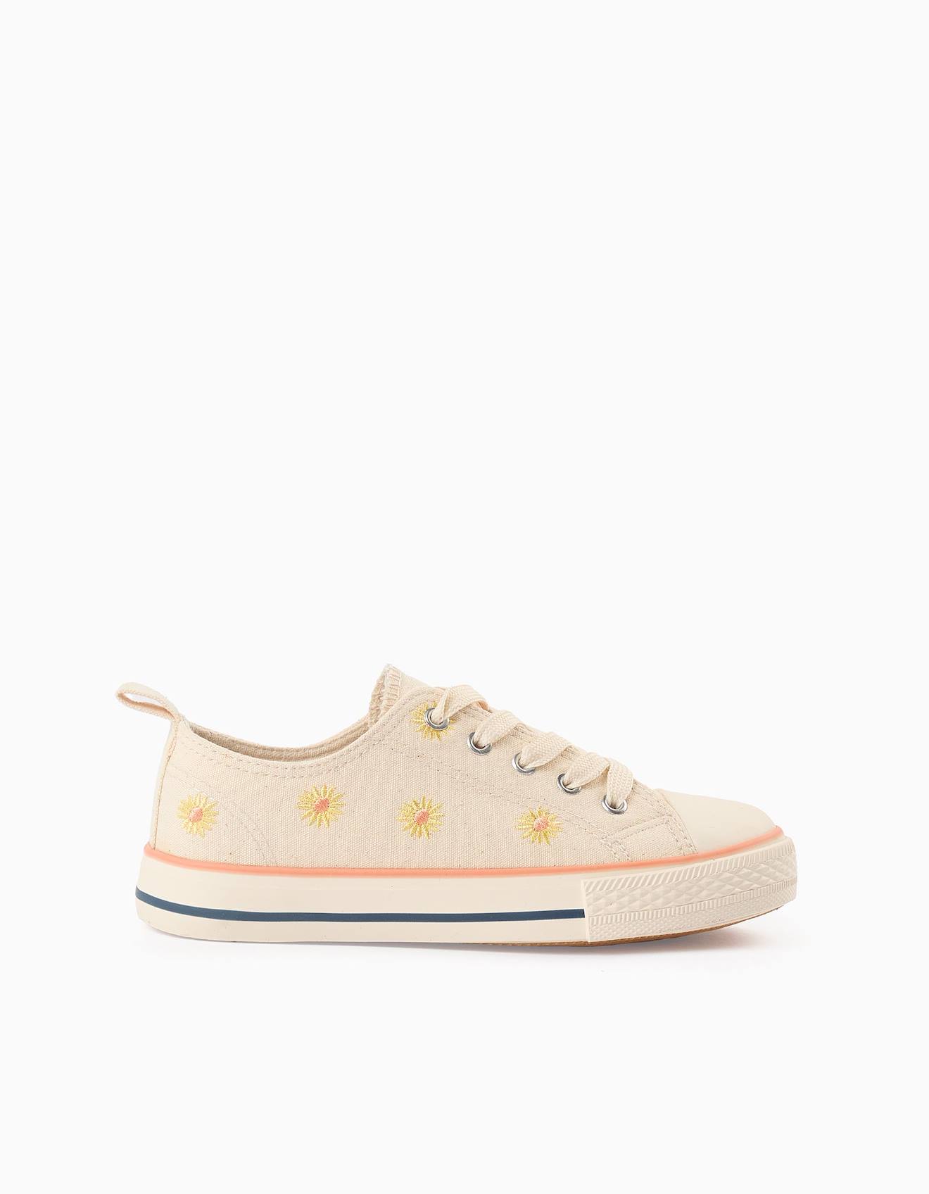 Baskets Avec Fleurs Beige Clair