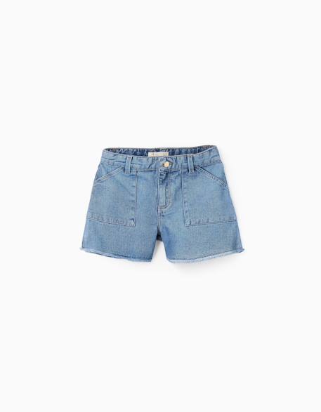 Fille-Short-Short en jean à ourlets effilochés