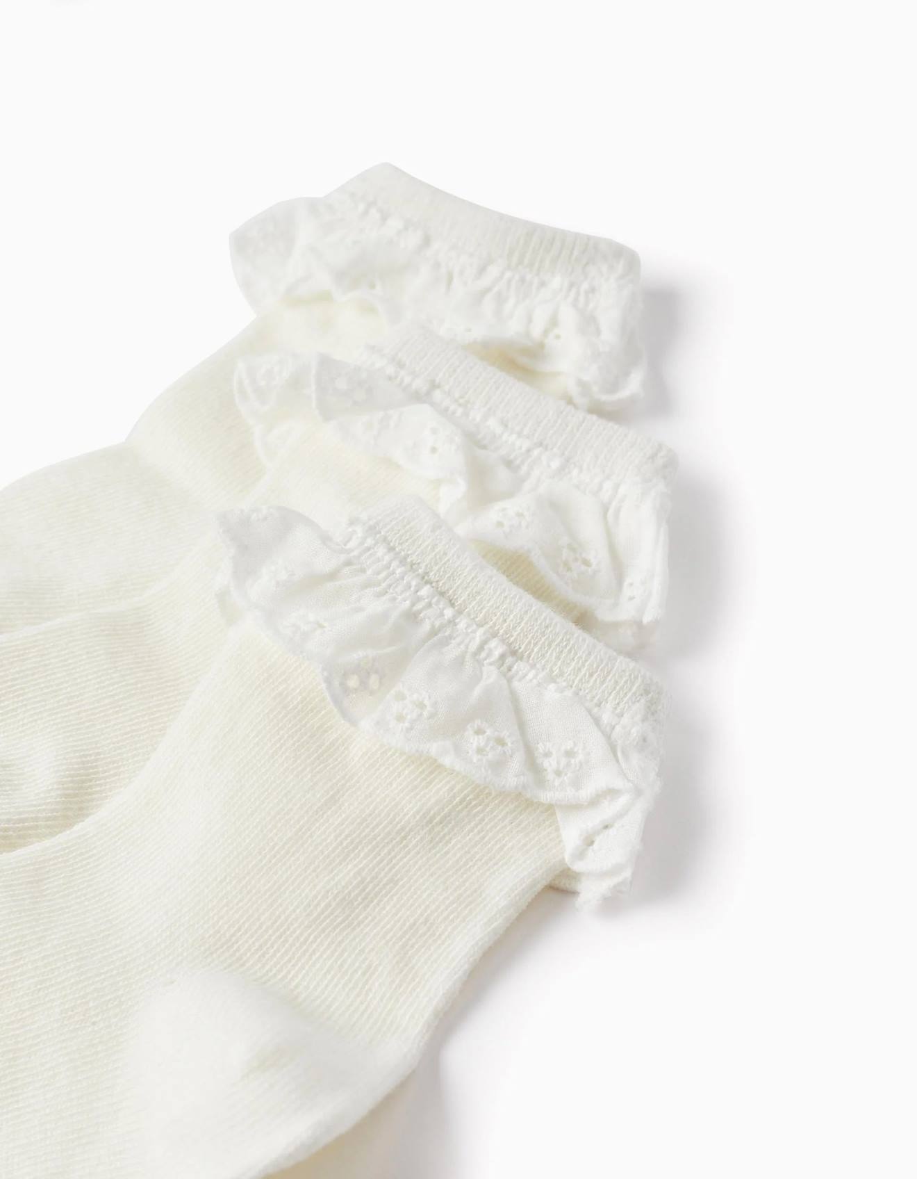Pack 3 Paires De Chaussettes Avec Broderie Anglaise Blanc (Zippy) - Image 1
