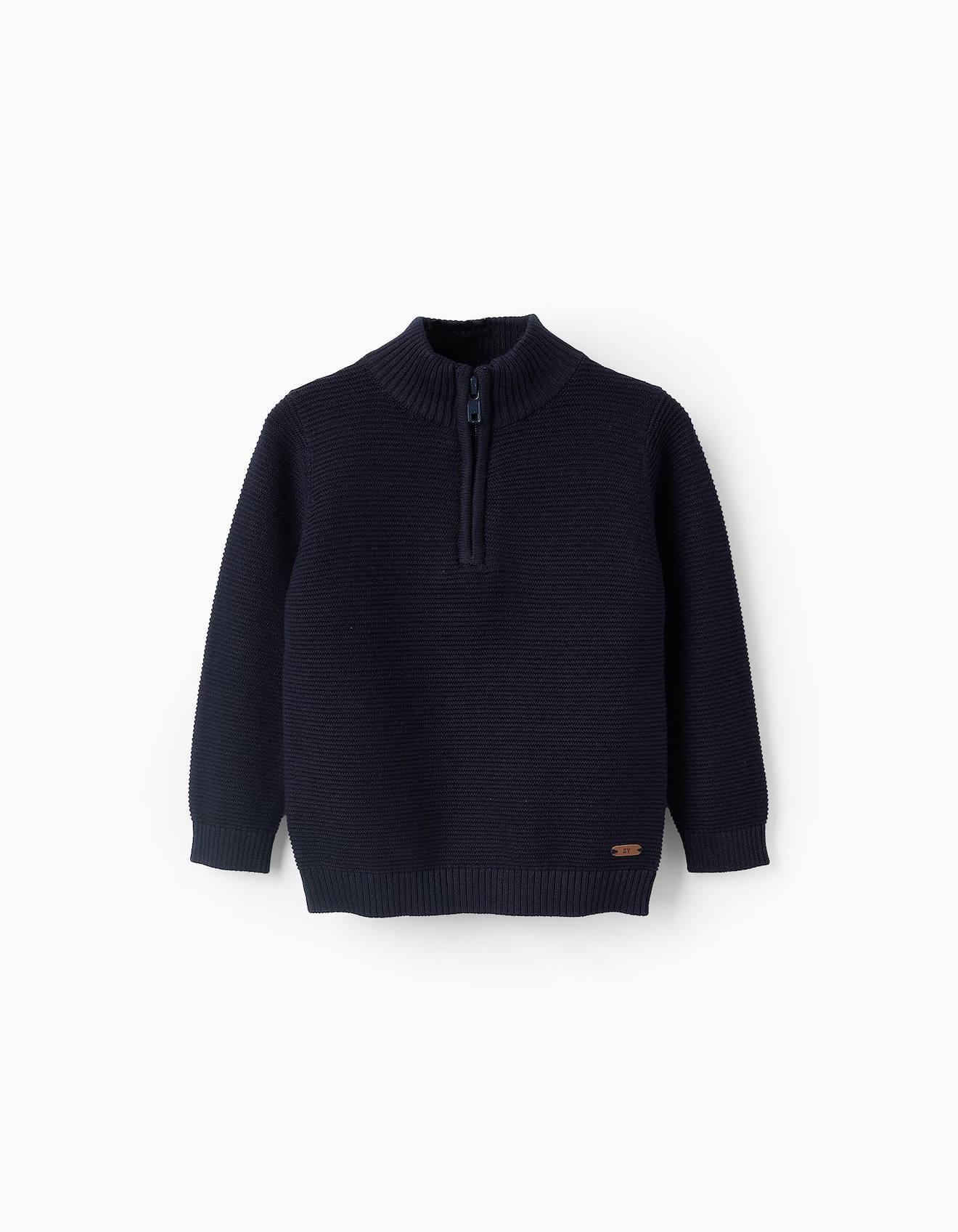 Pull En Maille Avec Texture En Coton Bleu Foncé