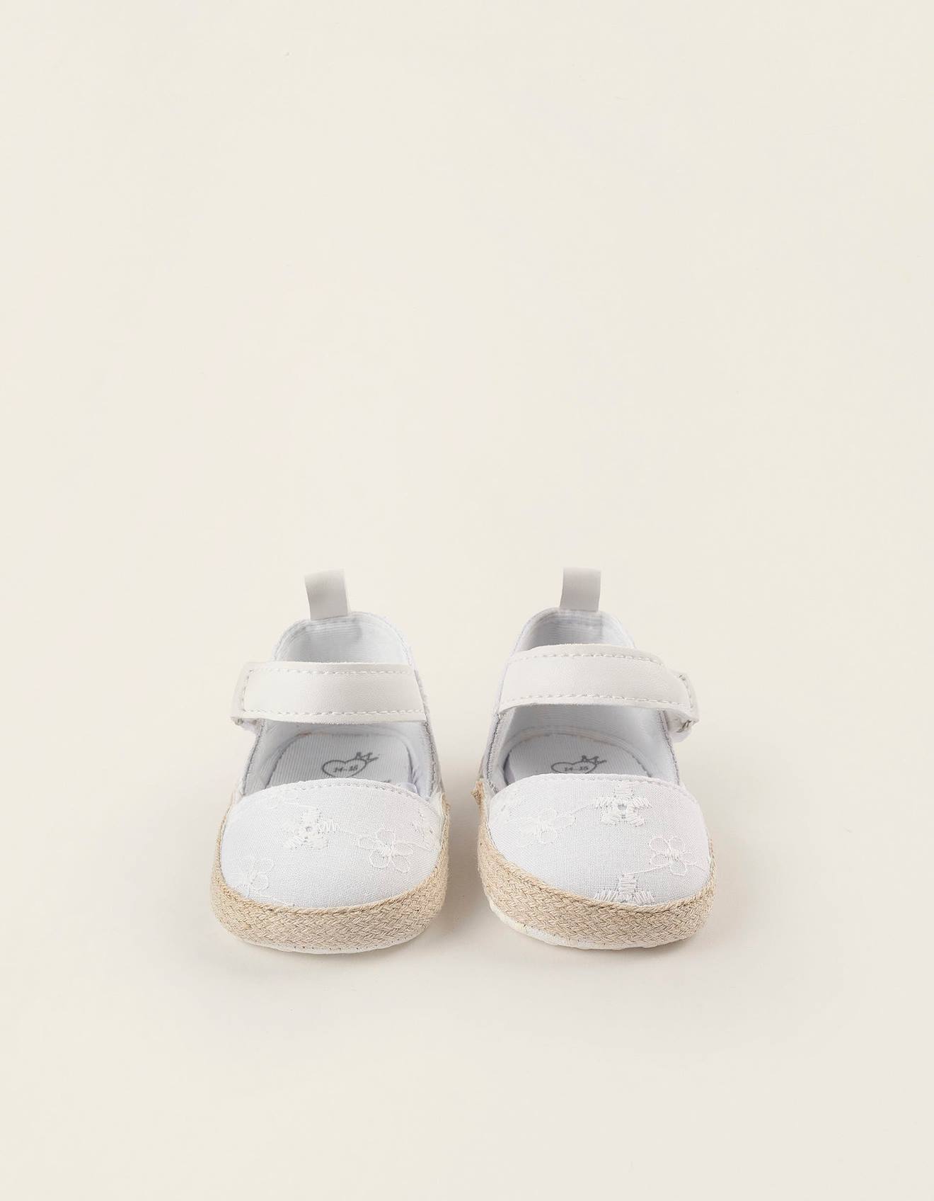 Ballerinas En Broderie Anglaise Avec Jute Beige Clair