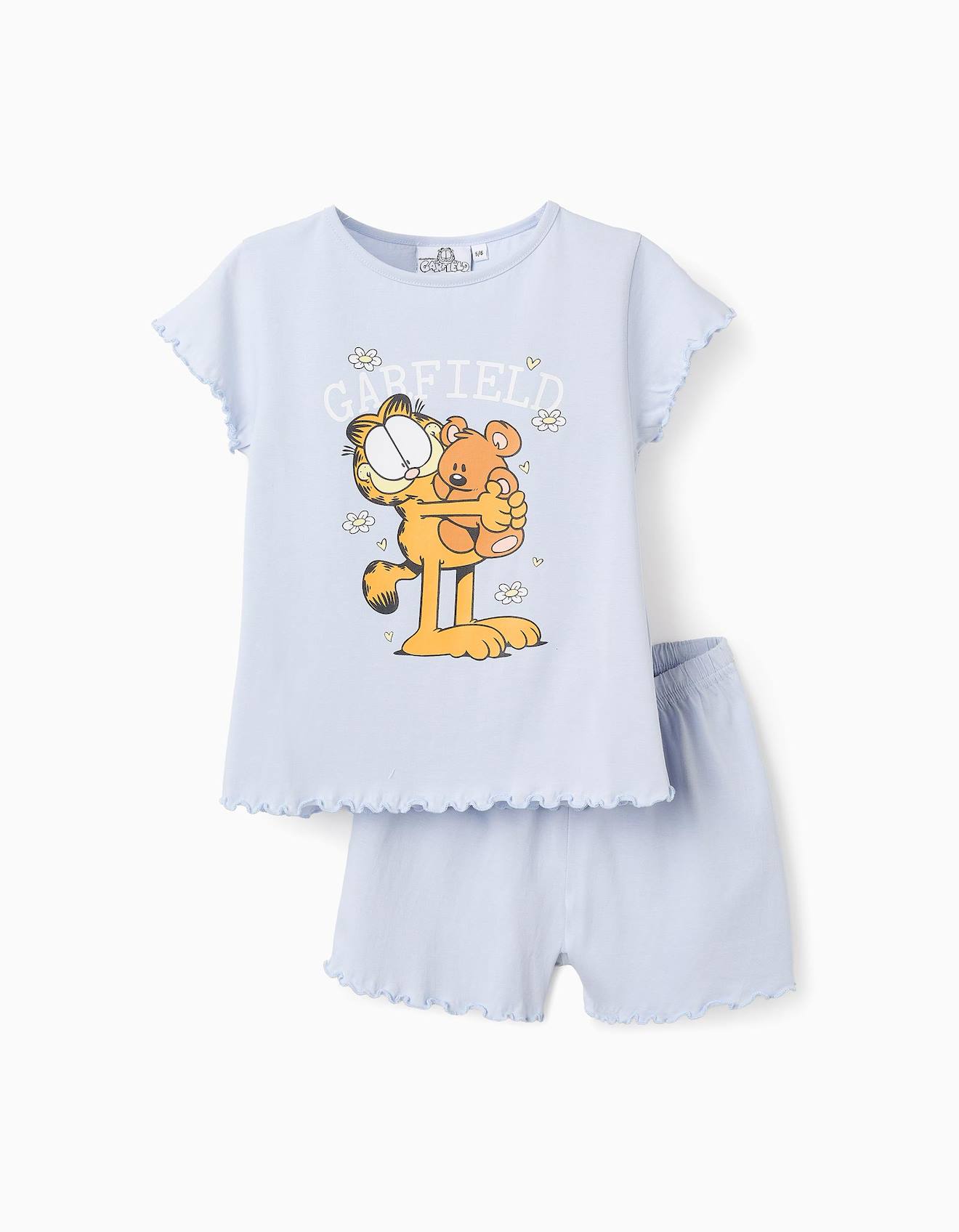 Pyjama Court En Coton Garfield Bleu Clair