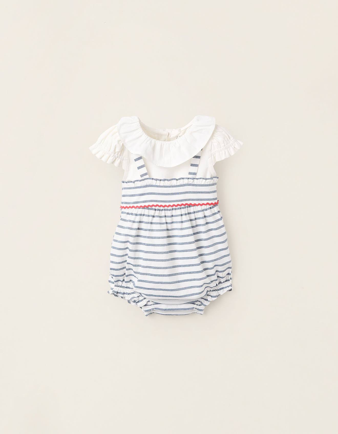 Body Avec Volants + Combi-short À Rayures Blanc