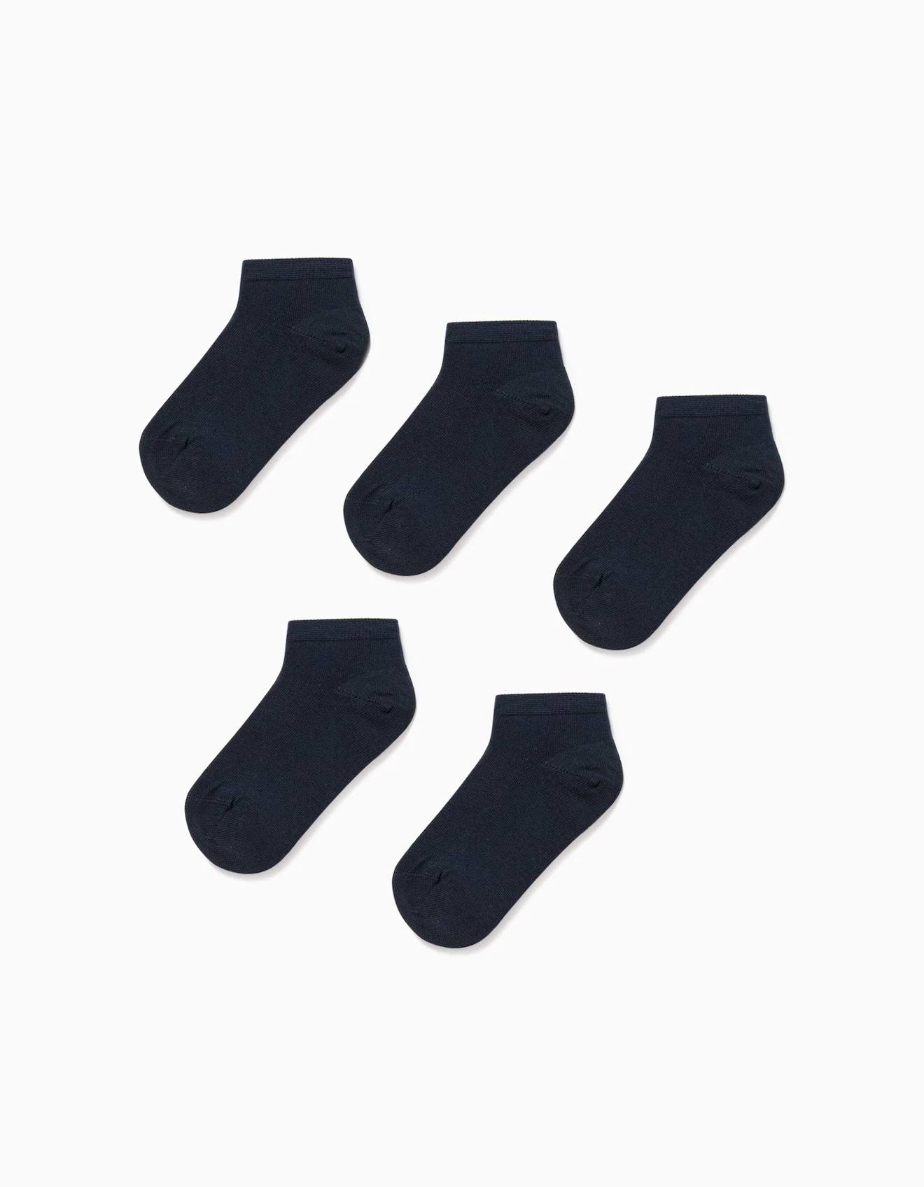 Pack 5 Paires De Socquettes Unies Bleu Foncé