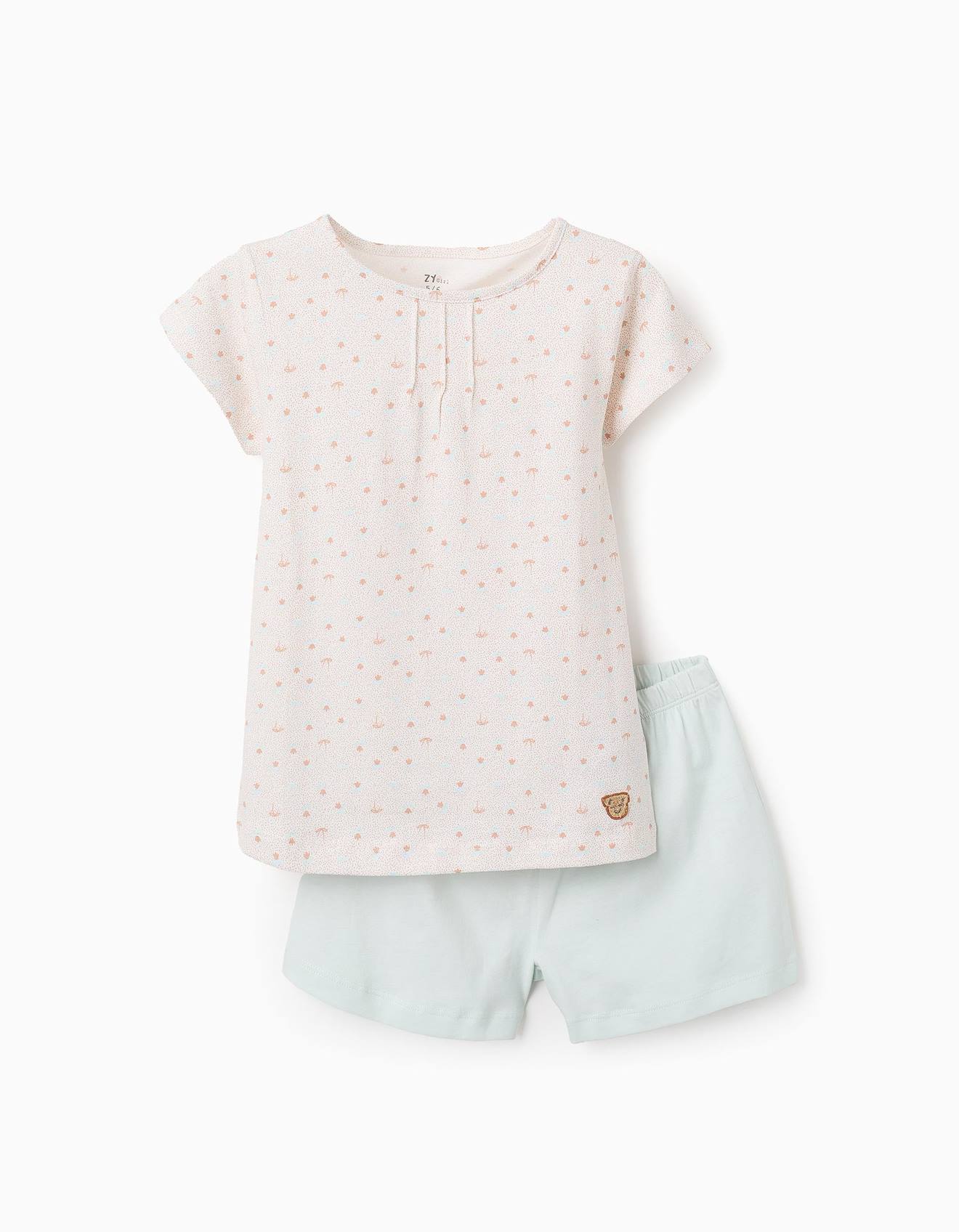 Pyjama En Coton Floral Blanc