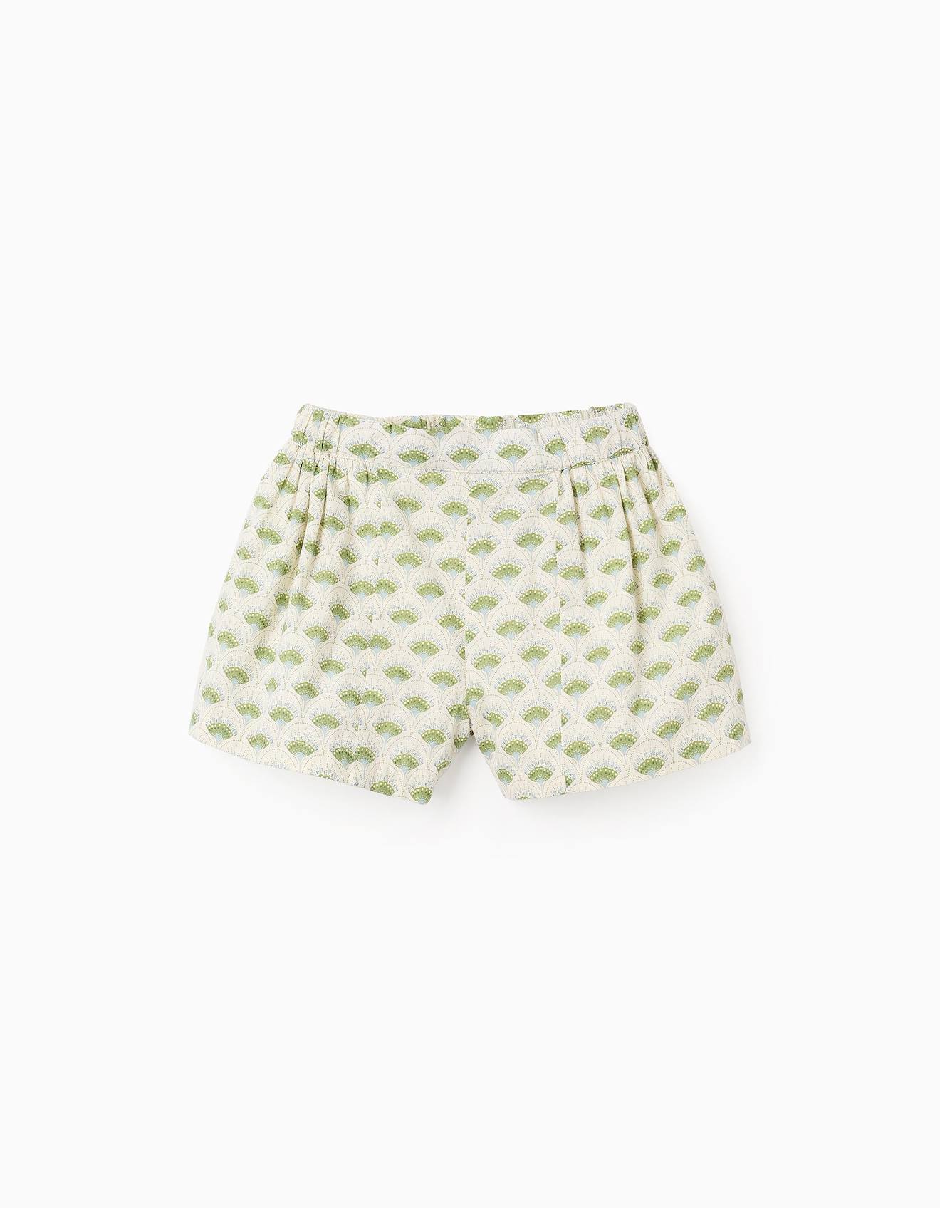 Short En Coton À Motif Floral Vert Clair