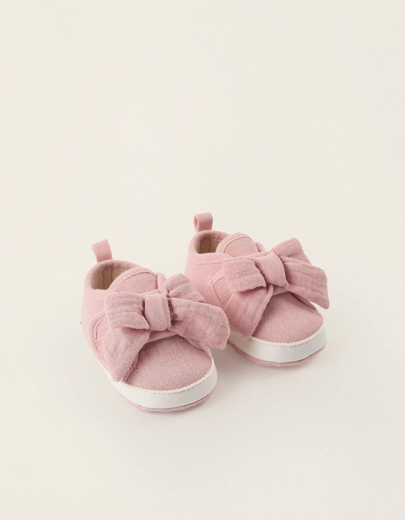 Baskets En Tissu Avec Noeud Rose Clair