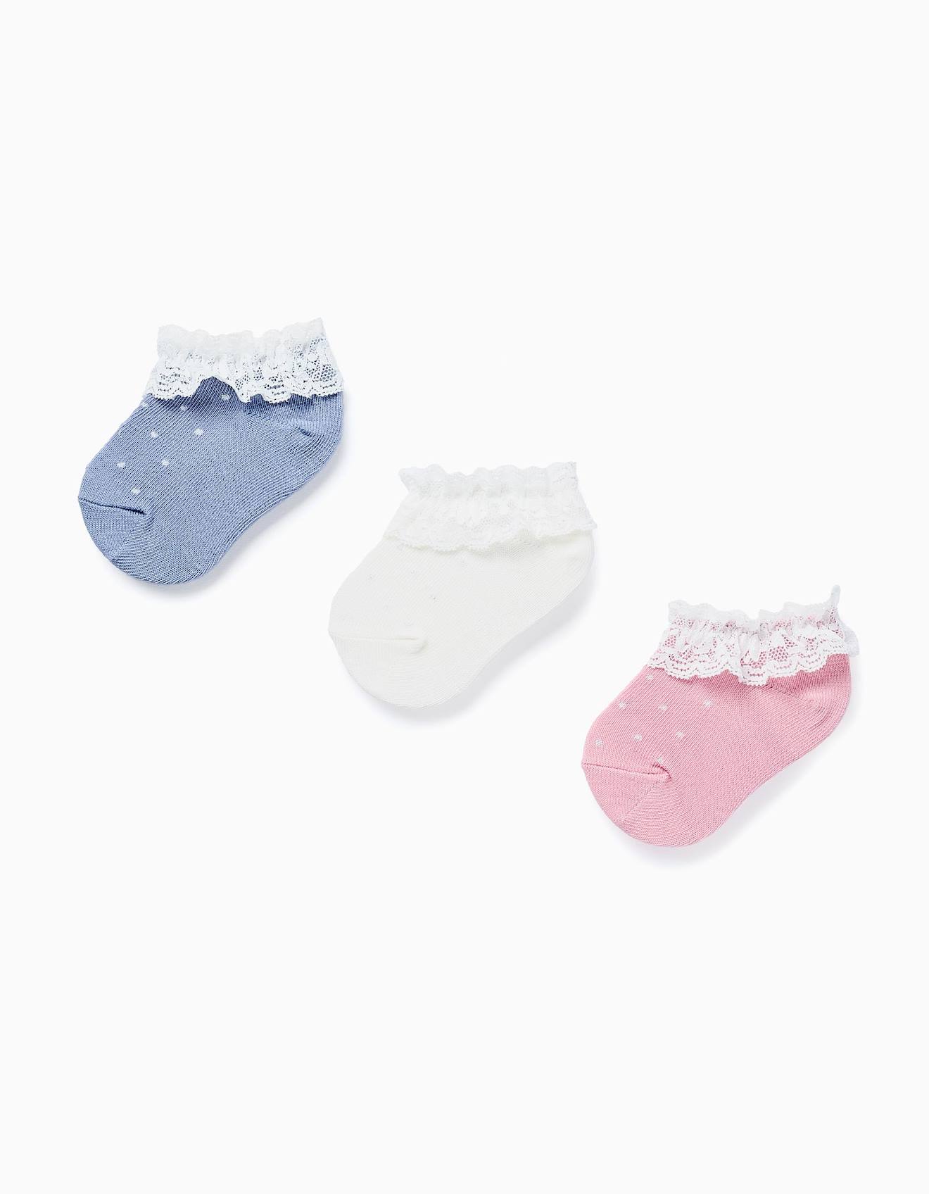Pack 3 Paires De Chaussettes Courtes Avec Dentelle Multicolore