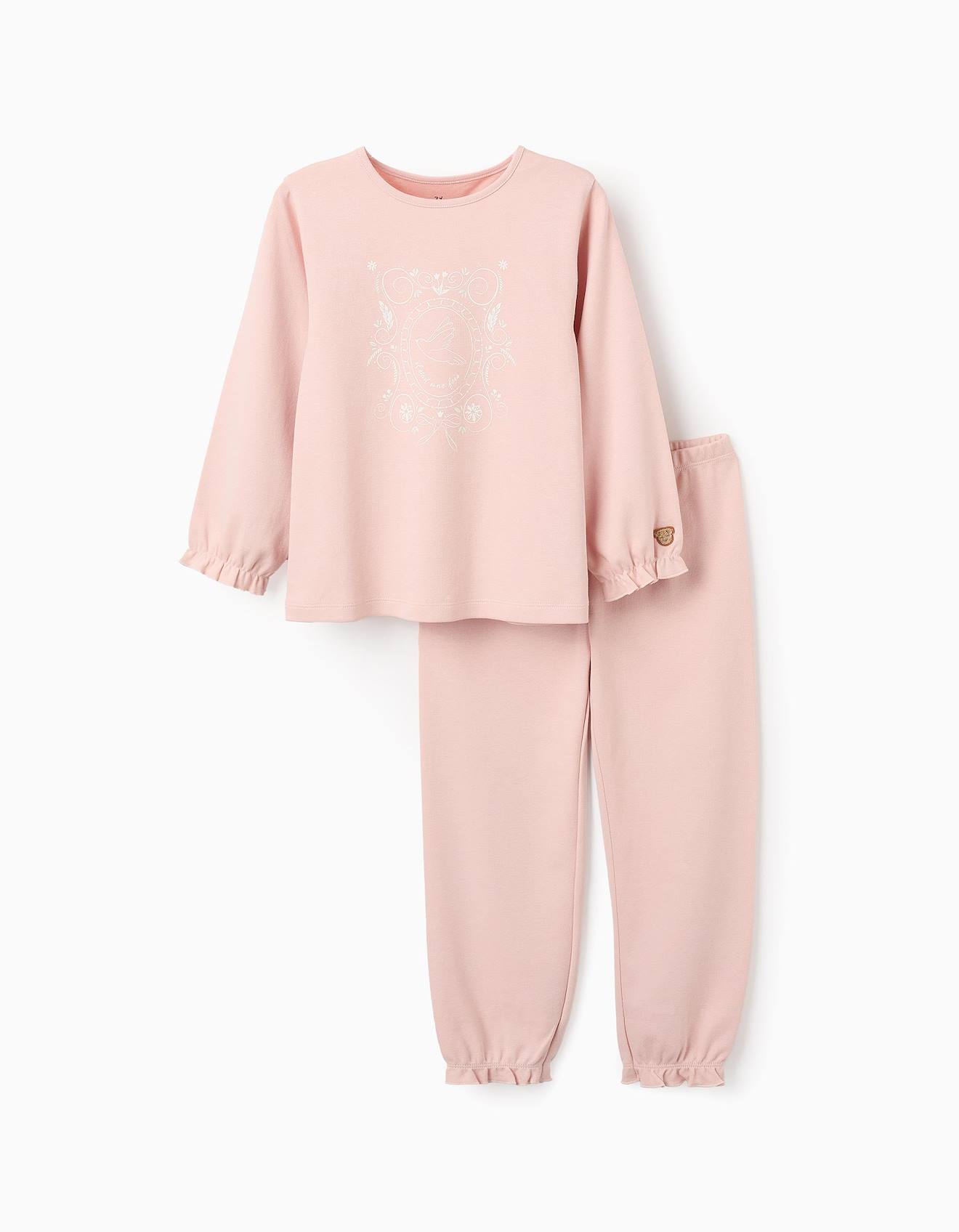 Pyjama T-shirt À Manches Longues + Pantalon Rose Clair