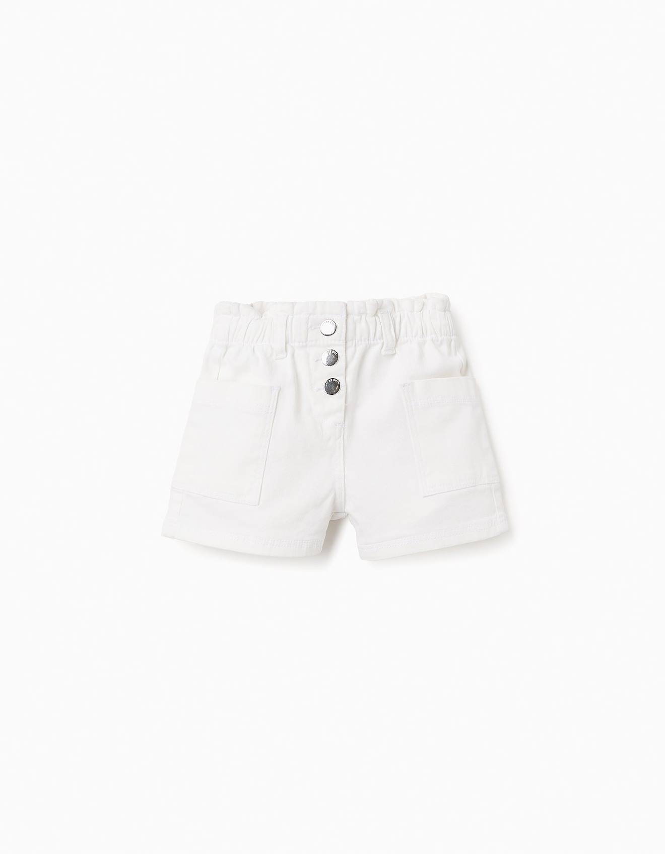 Short Avec Taille Paperbag Blanc