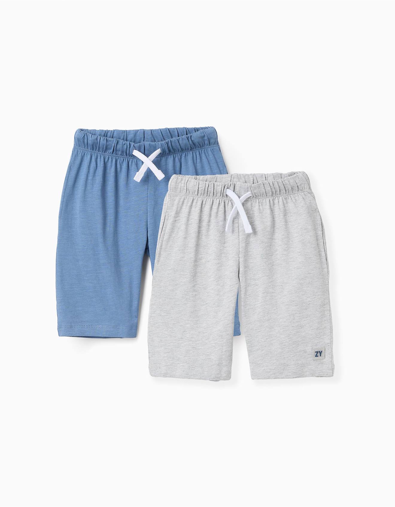 Pack 2 Shorts En Jersey De Coton Bleu