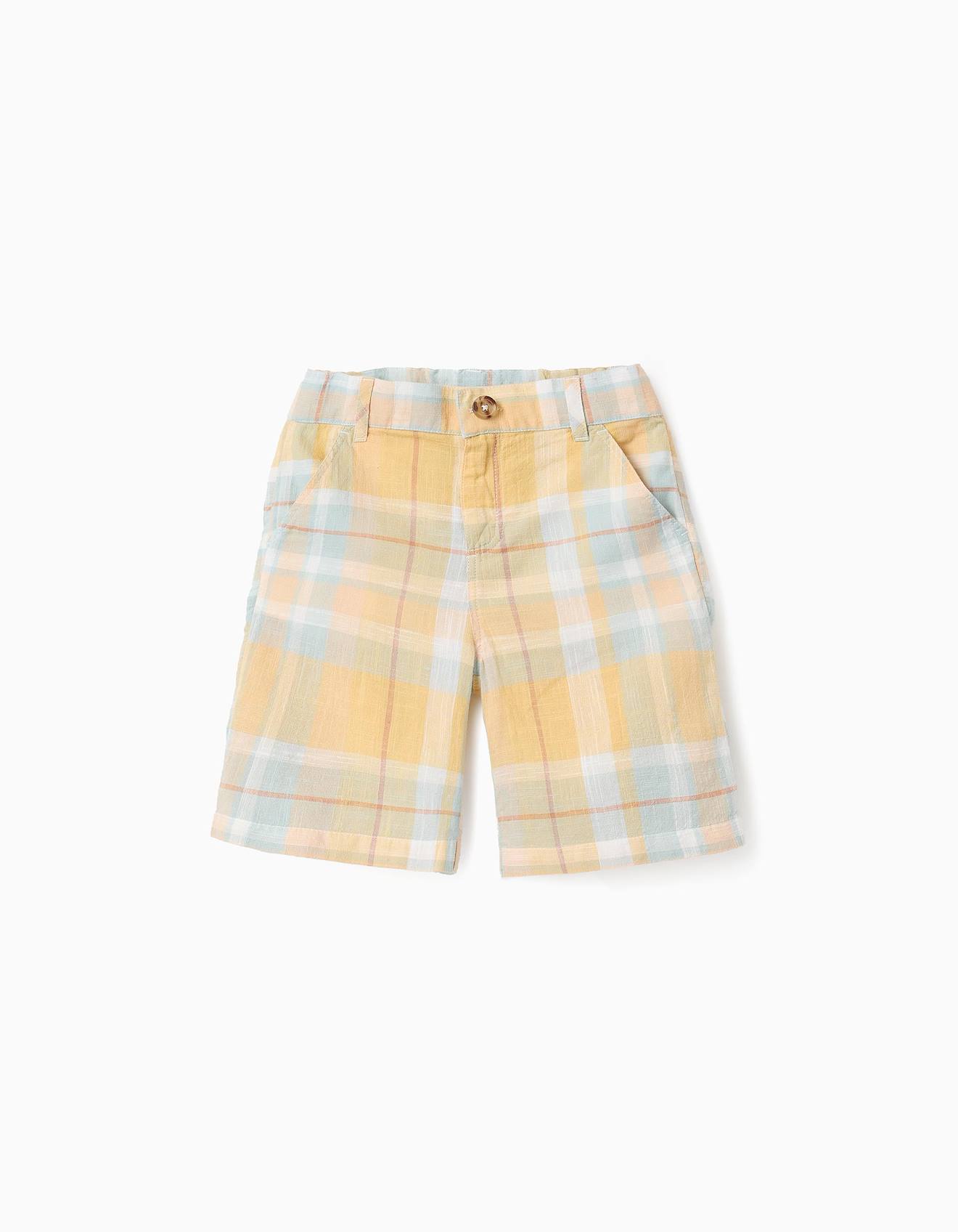 Short En Coton À Carreaux Brothers & Sisters Jaune Clair
