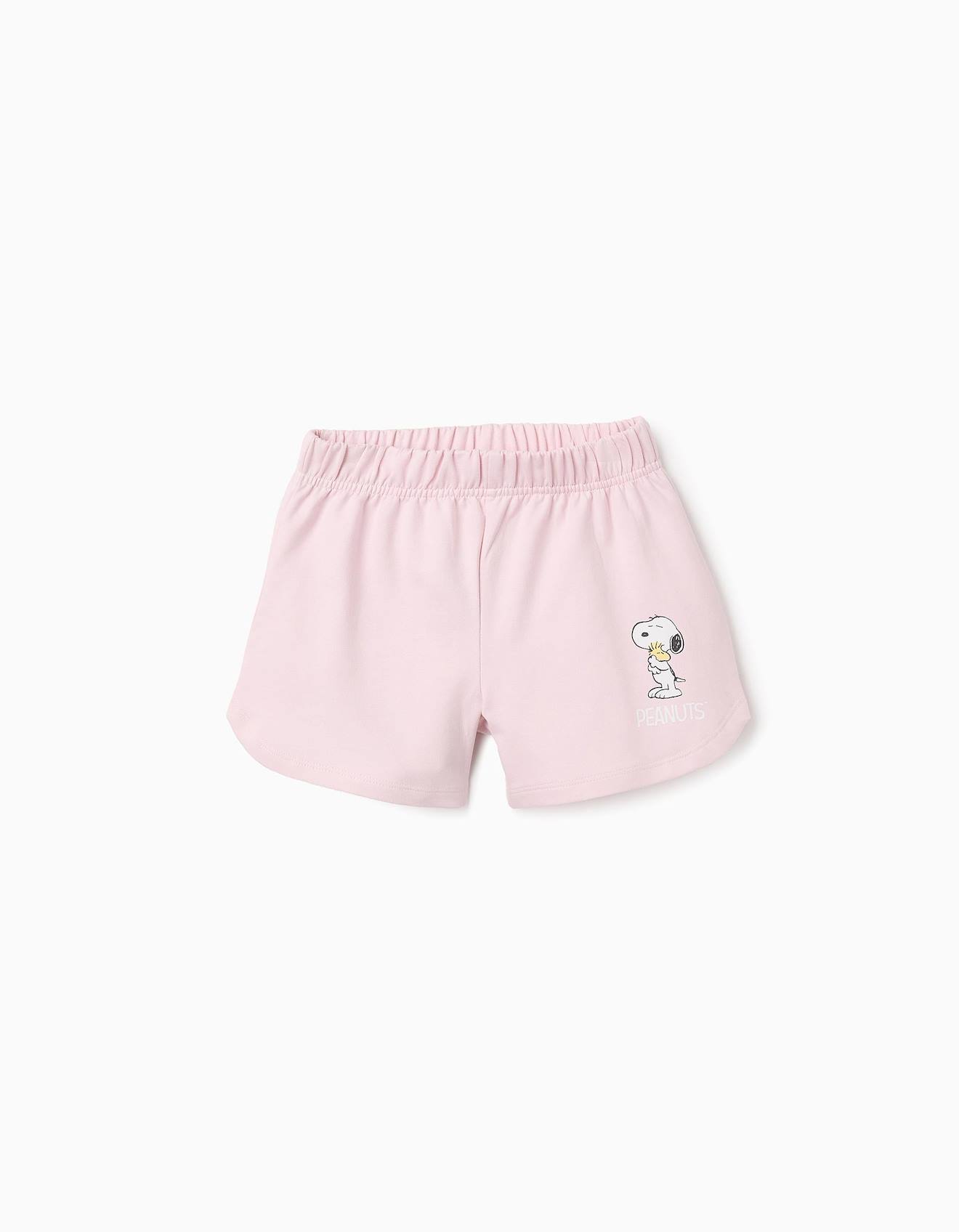 Short En Coton Snoopy Rose Clair