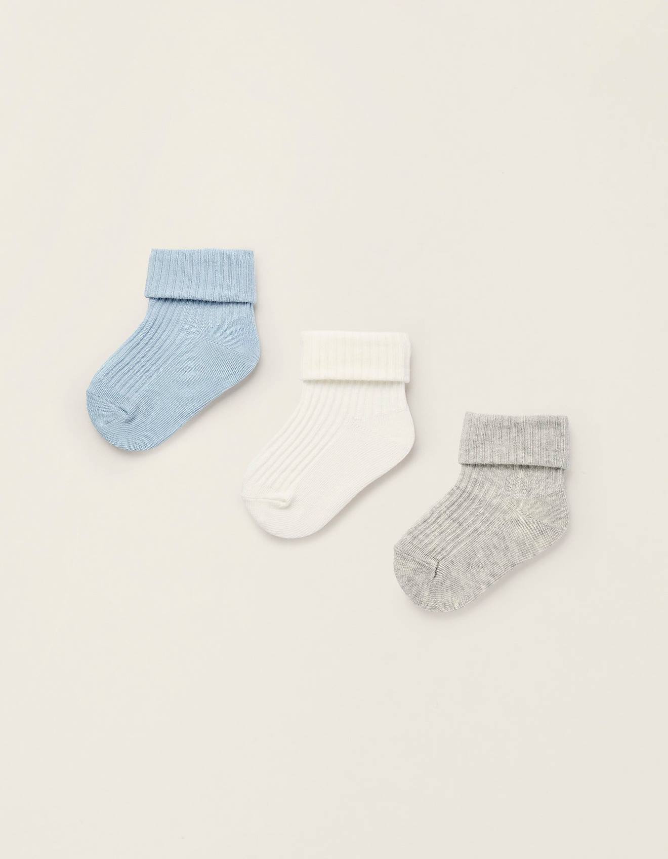 Pack 3 Paires De Chaussettes Côtelées Bleu Clair