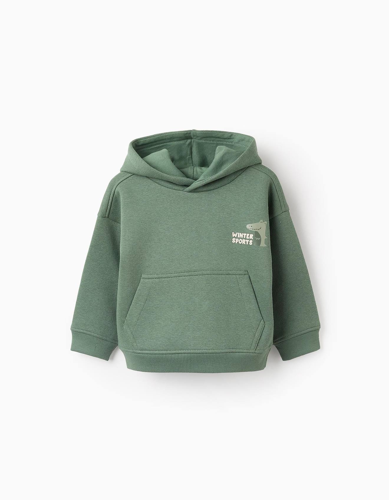 Sweat Gratté Avec Capuche Vert