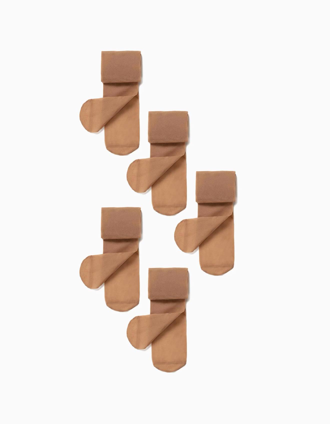 Pack 5 Collants En Microfibre Beige Clair