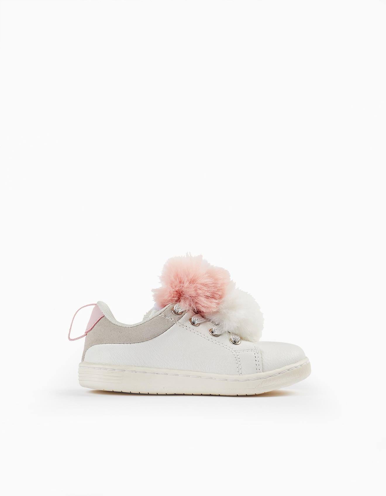 Baskets Avec Pompons Blanc