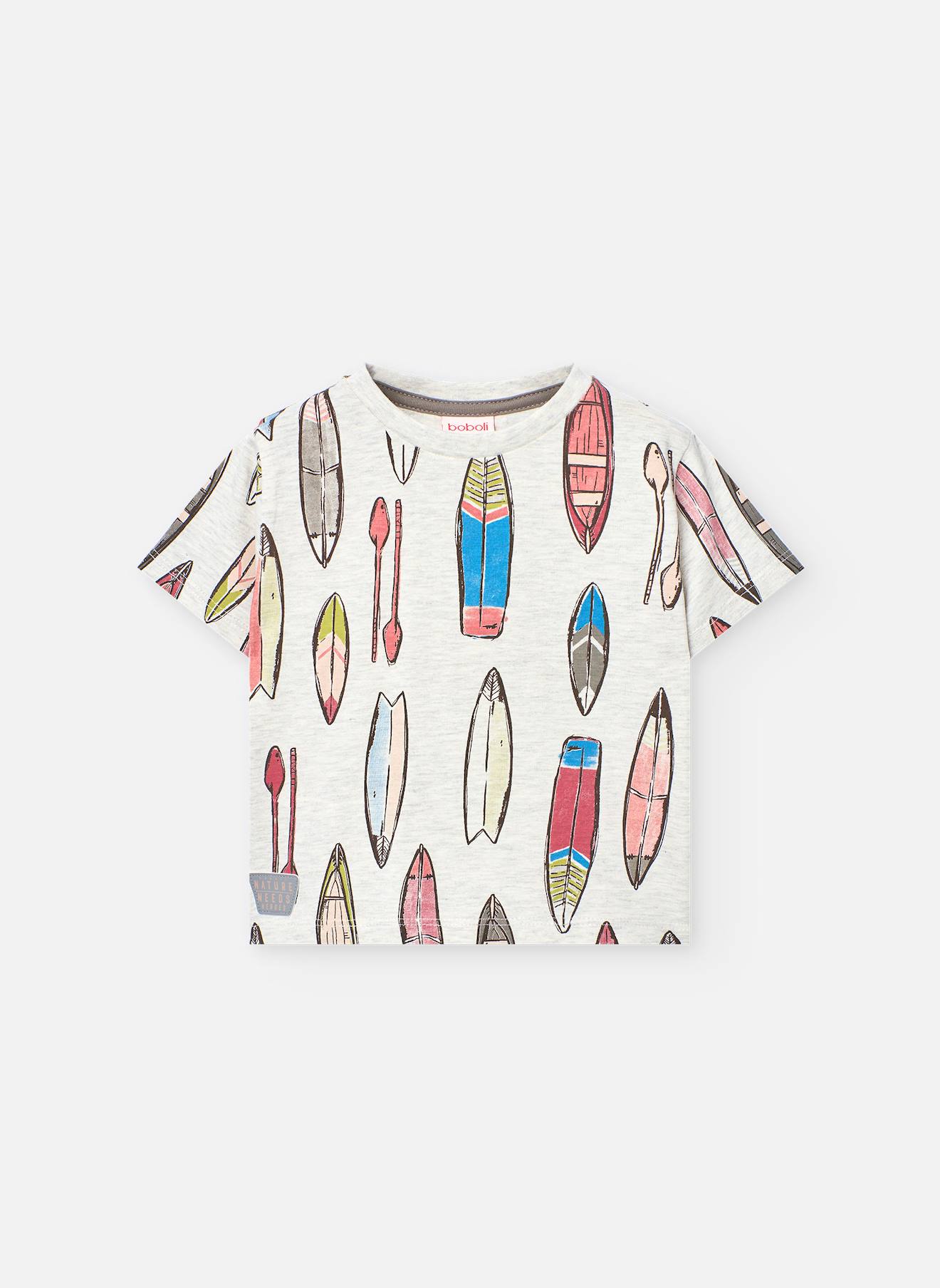 T-shirt Imprimé En Coton Beige