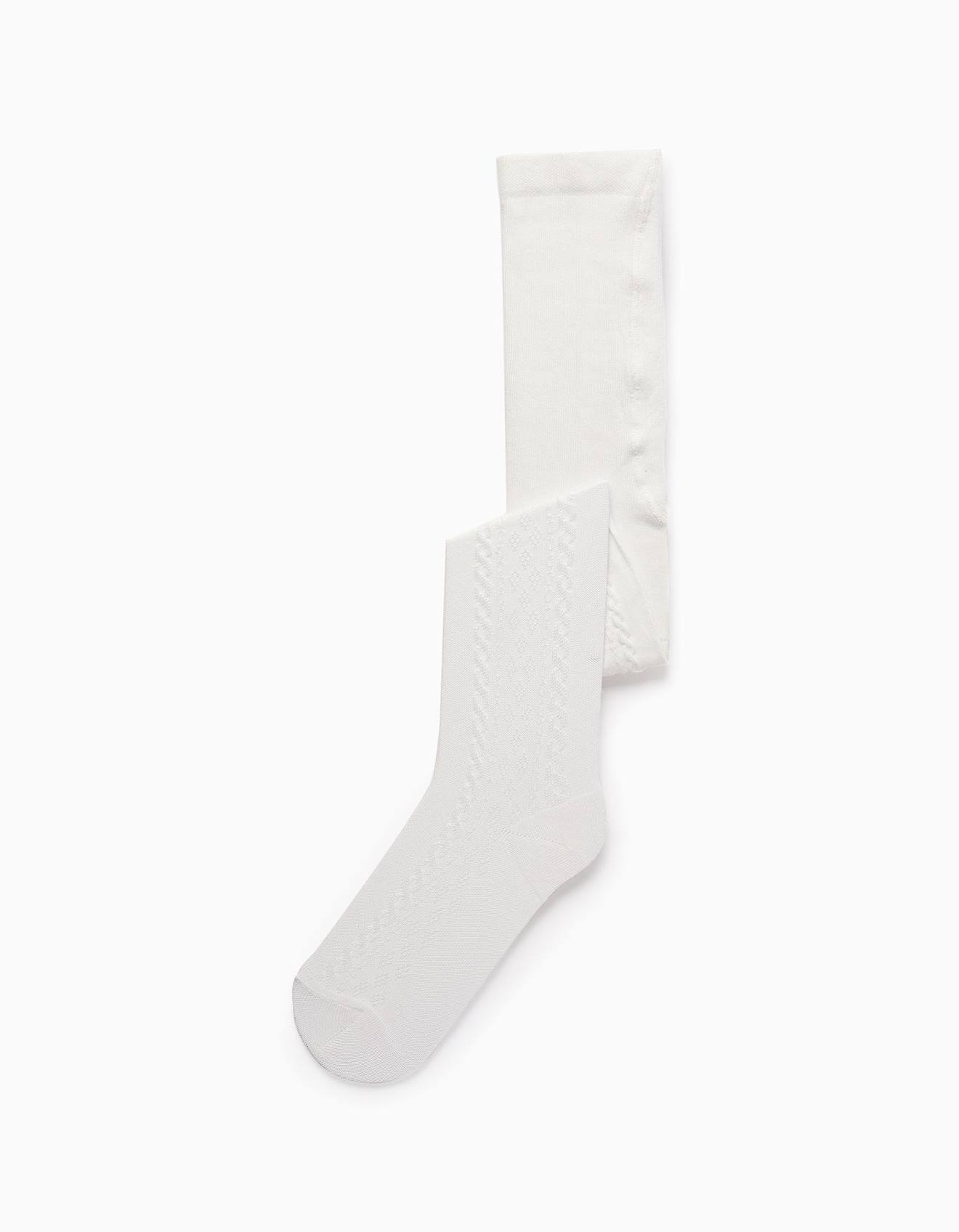 Collants De Maille Avec Texture Blanc
