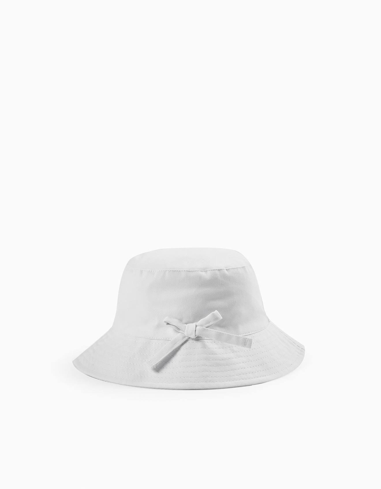 Chapeau En Sergé Avec Nœud Décoratif Blanc
