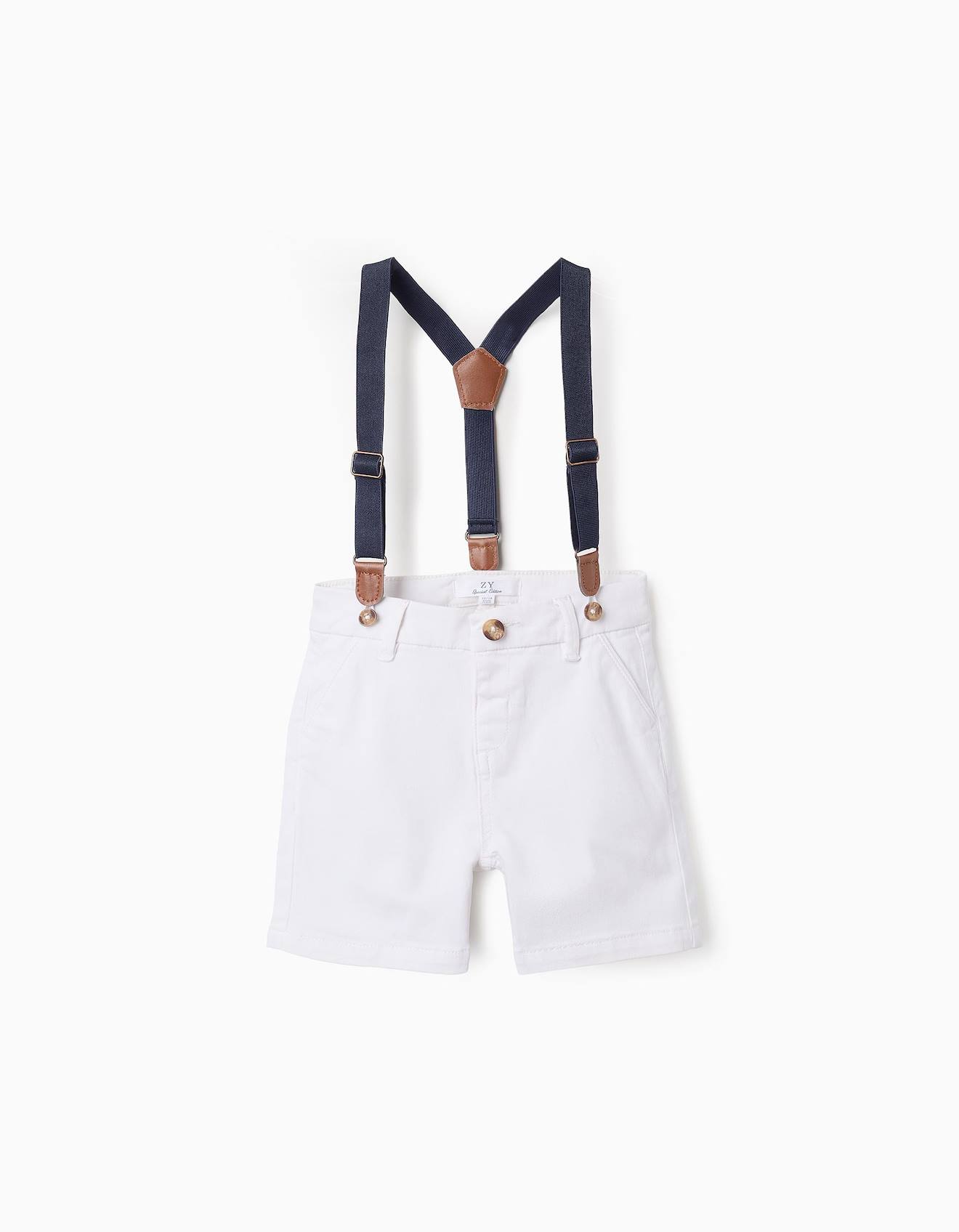 Short Chino Avec Bretelles Blanc