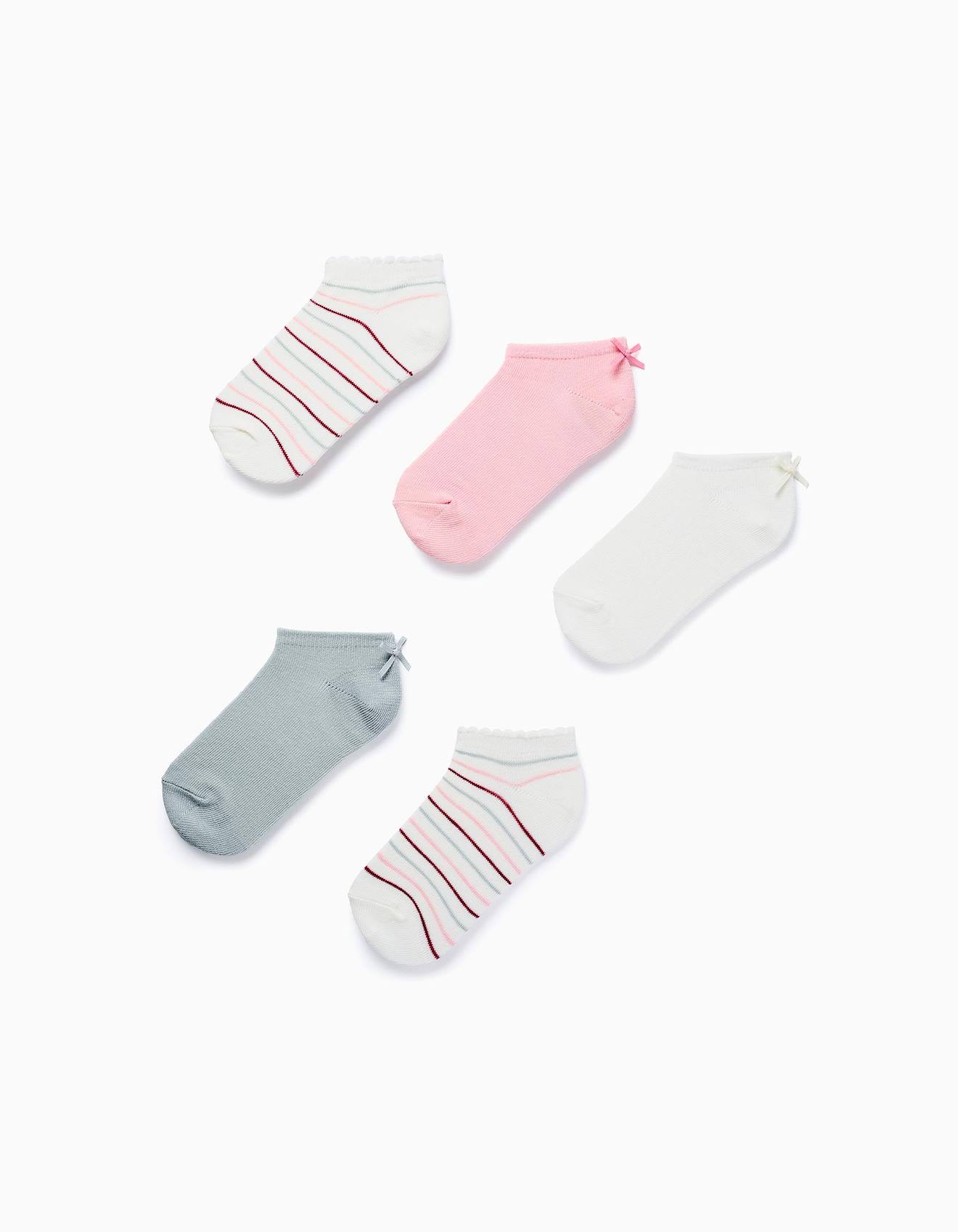 Pack 5 Paires De Chaussettes Courtes Avec Noeud/rayures Multicolore