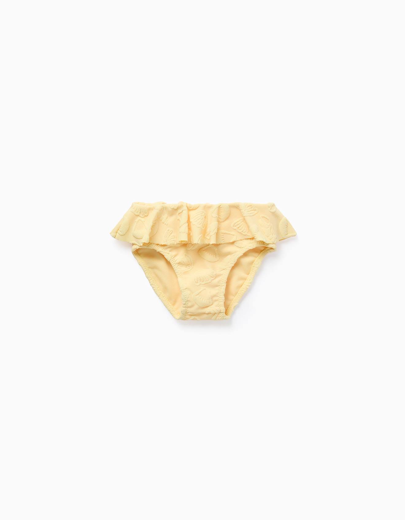Culotte Avec Motif En Relief Et Volants Jaune Clair