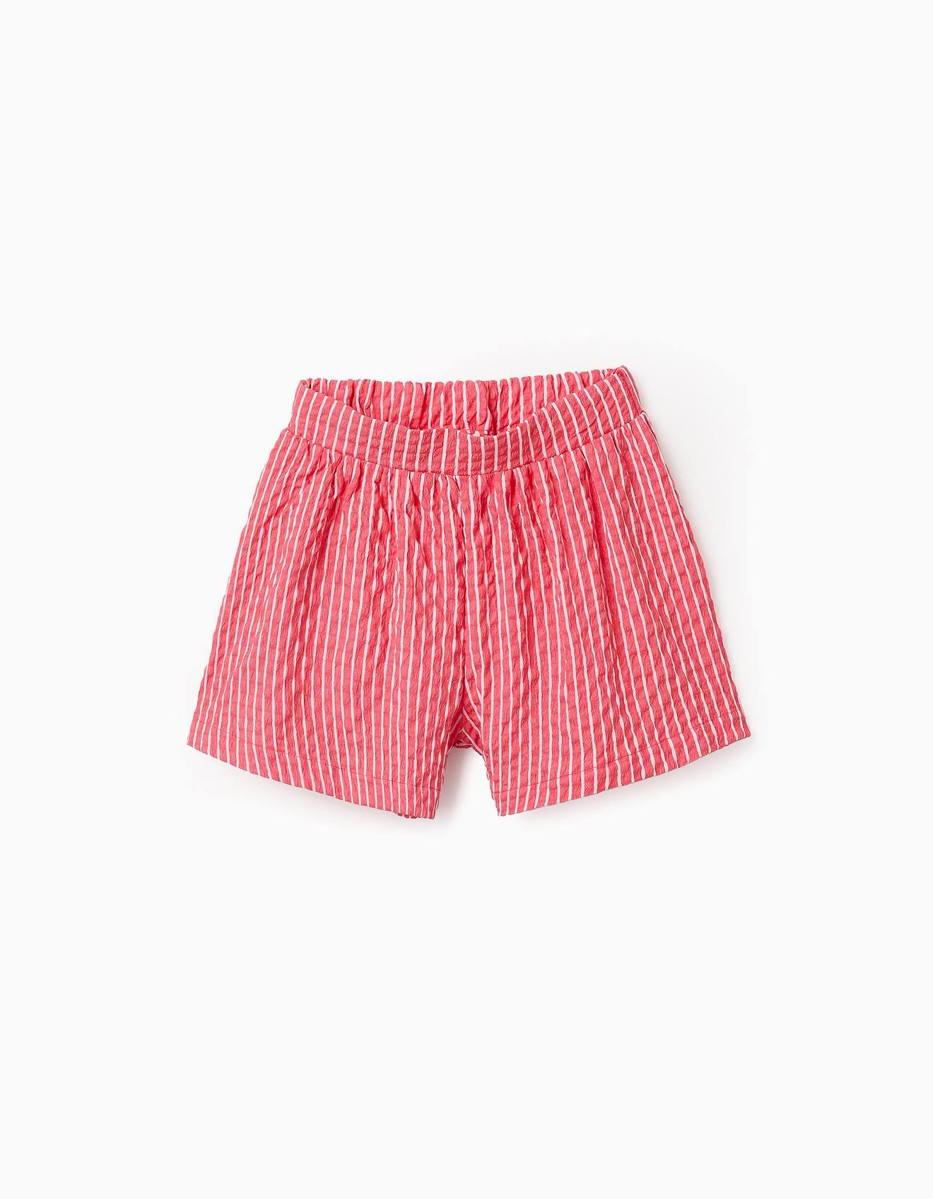 Shorts À Rayures Texturées Rouge