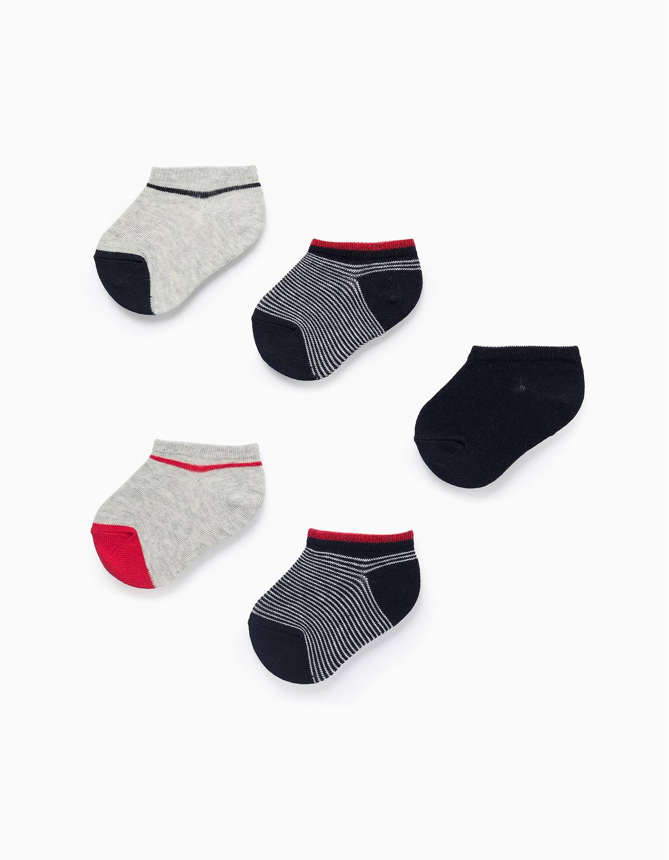 Pack 5 Paires De Socquettes Unies/rayées Multicolore