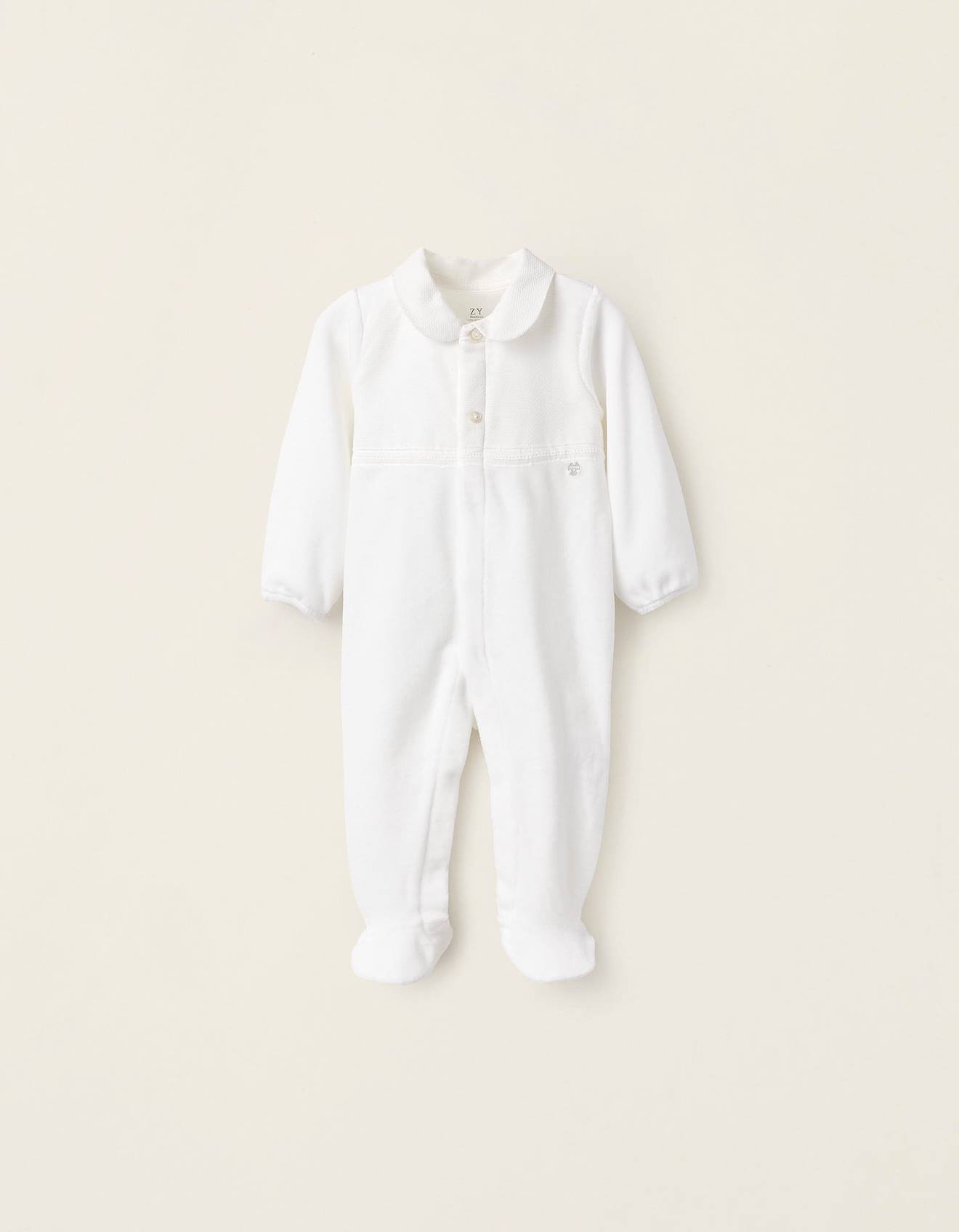 Grenouillère En Velours Texturé Blanc