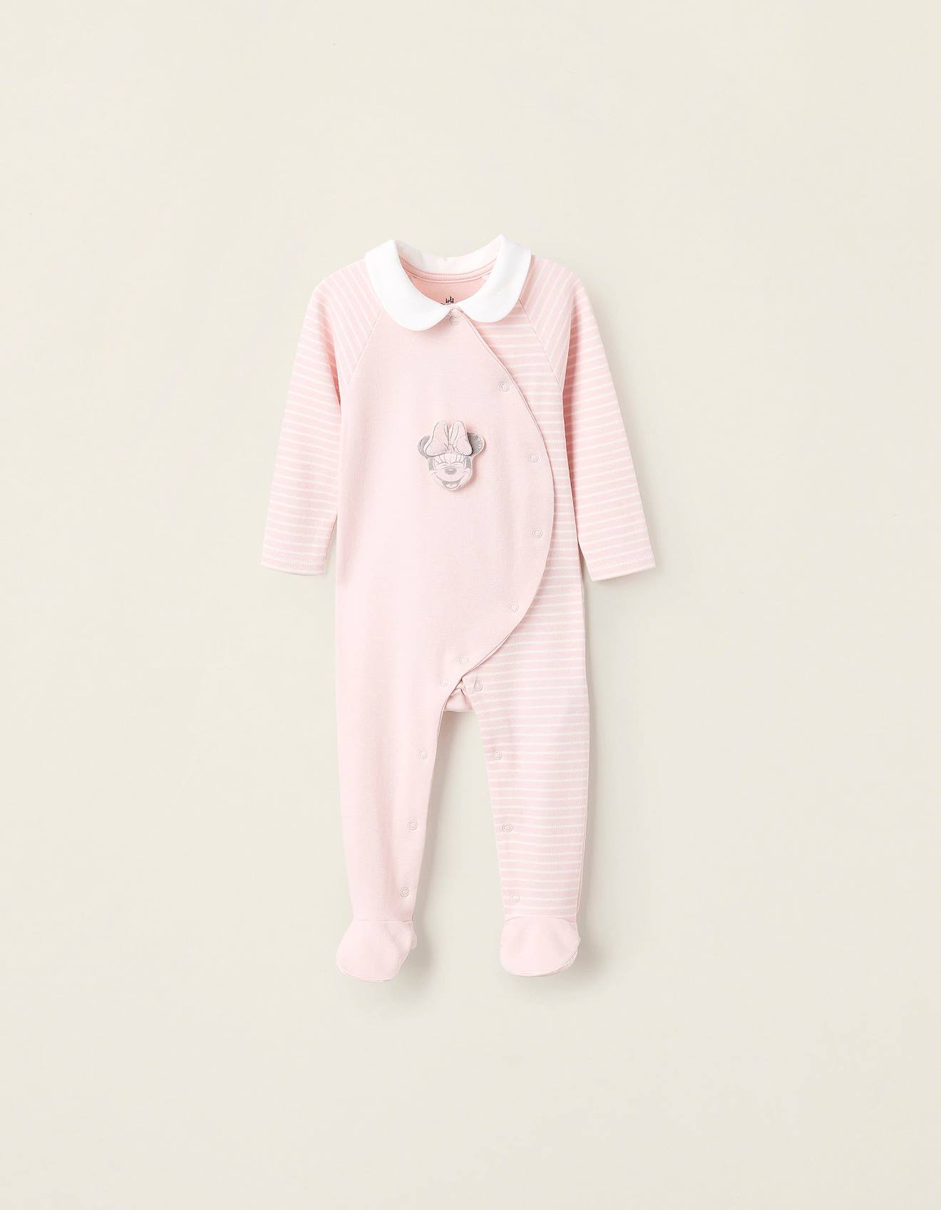 Grenouillère En Coton À Rayures Rose Clair