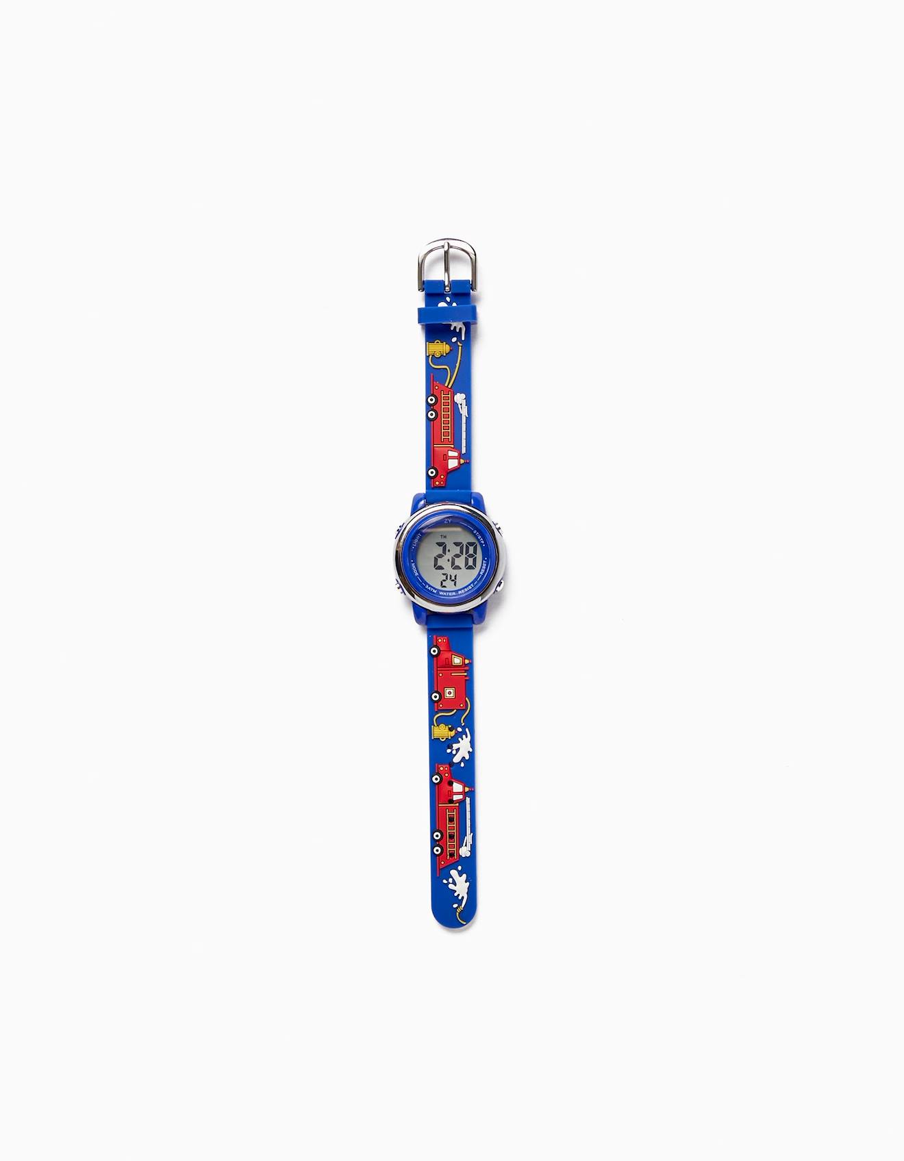Montre Avec Camions De Pompiers Bleu